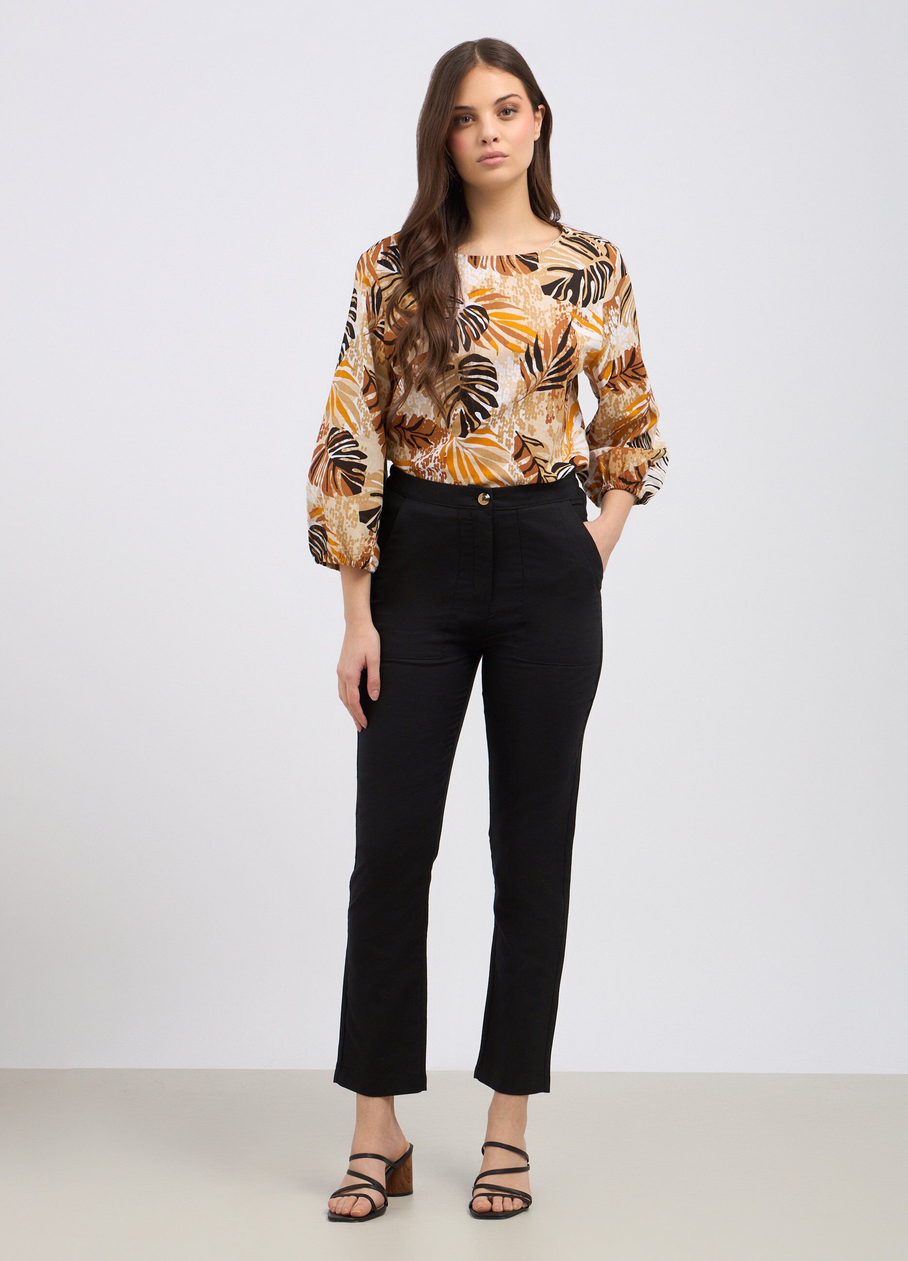 Pantaloni in misto lino donna_0