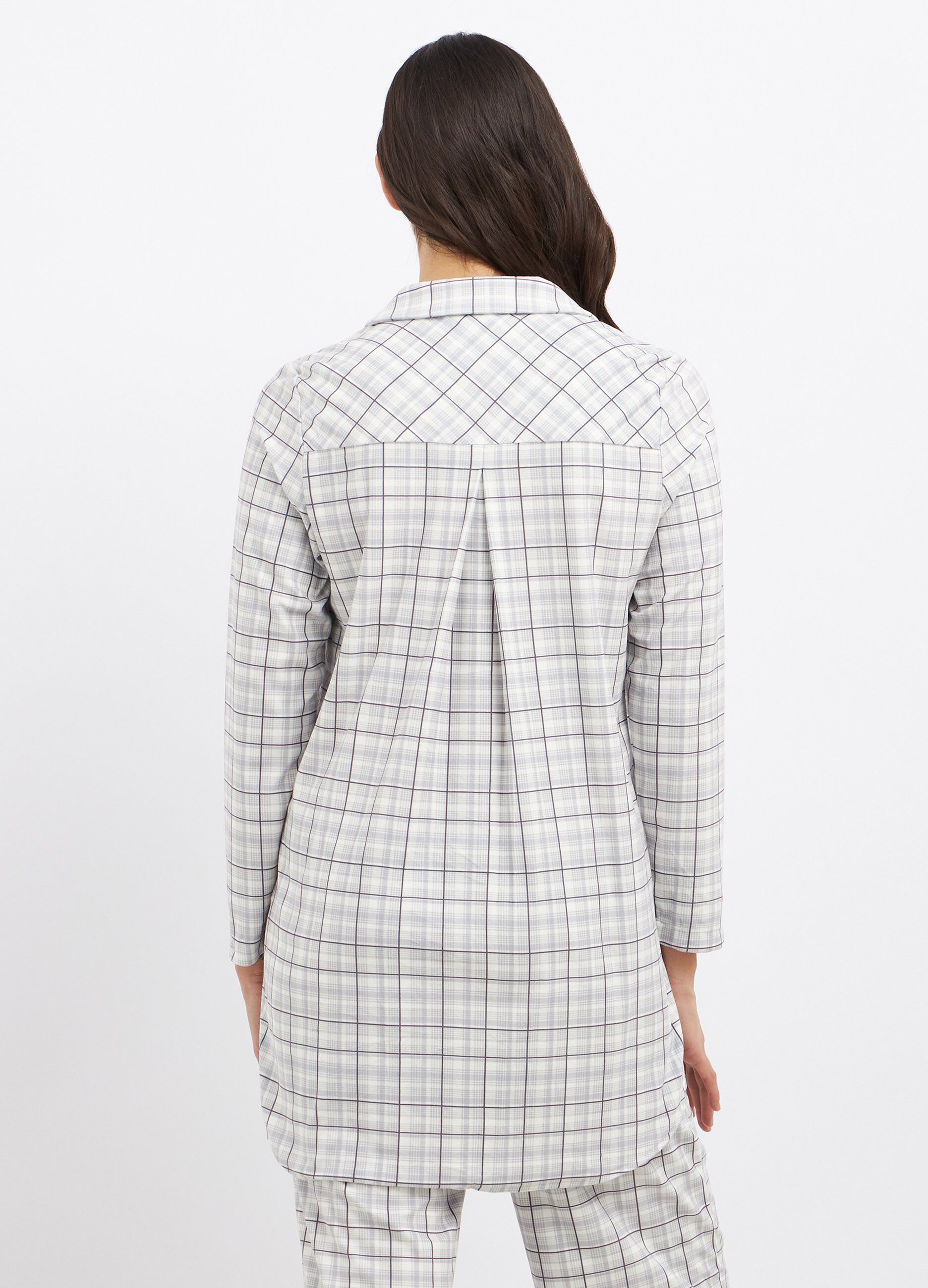 Top pigiama a maniche lunghe a quadri donna_1