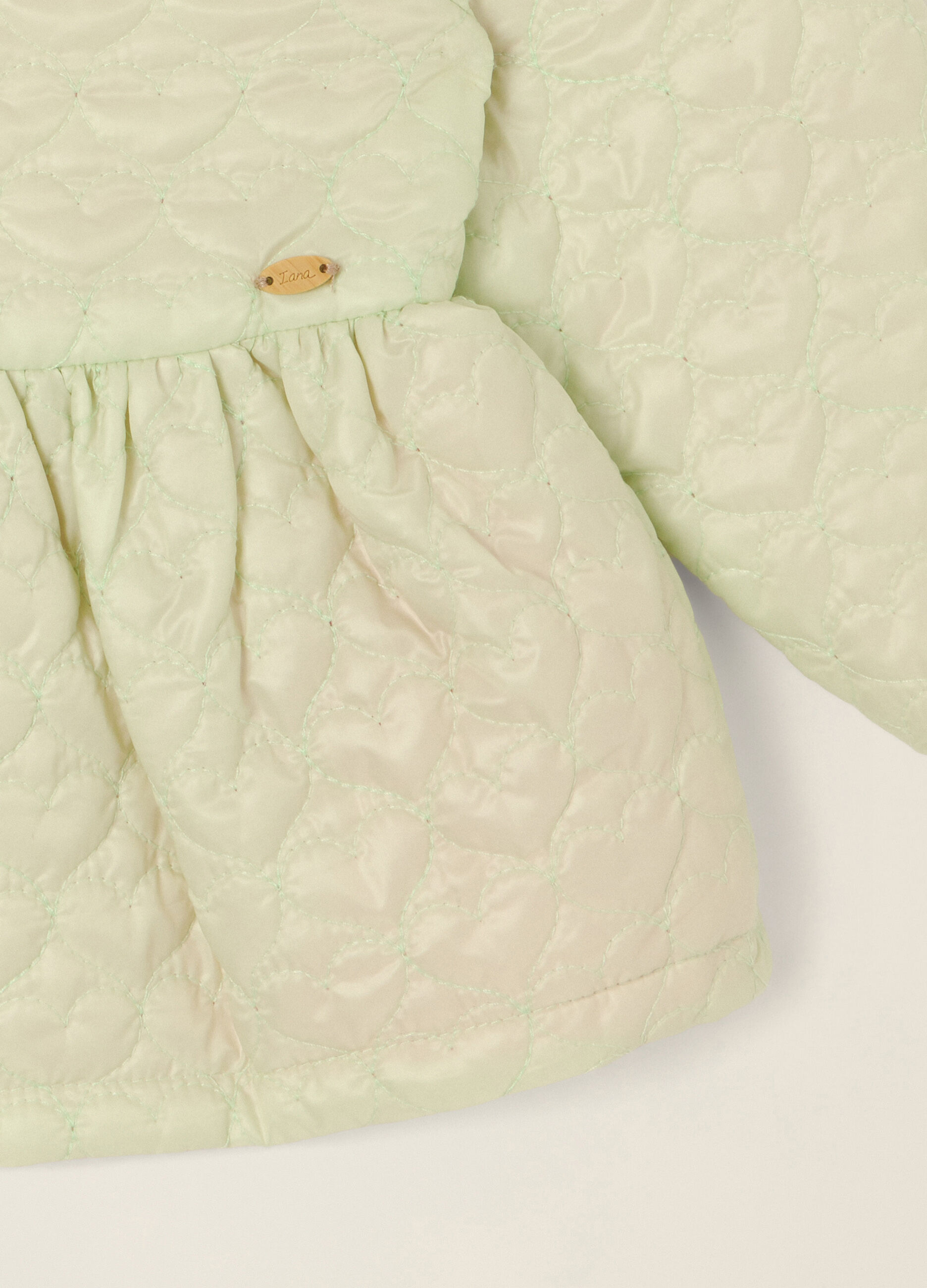 Giacca imbottita verde con cappuccio per neonata_2