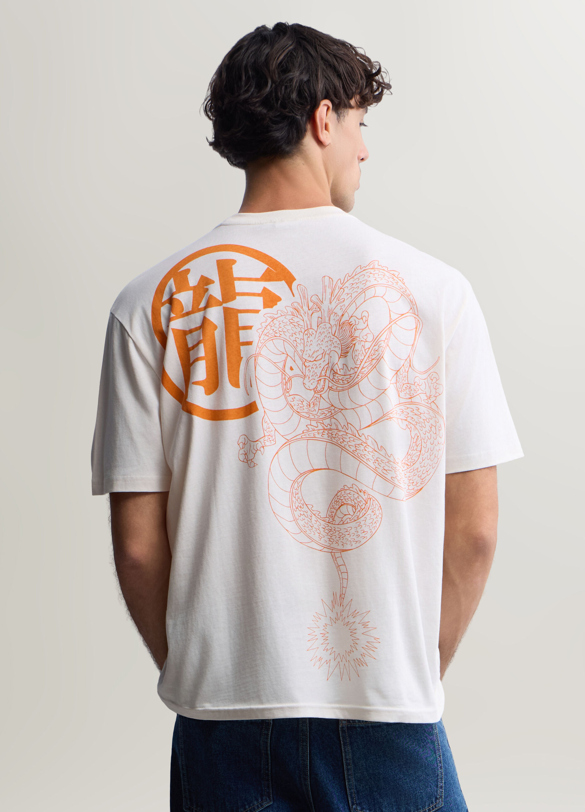 T-shirt girocollo in cotone con stampa Dragonball uomo