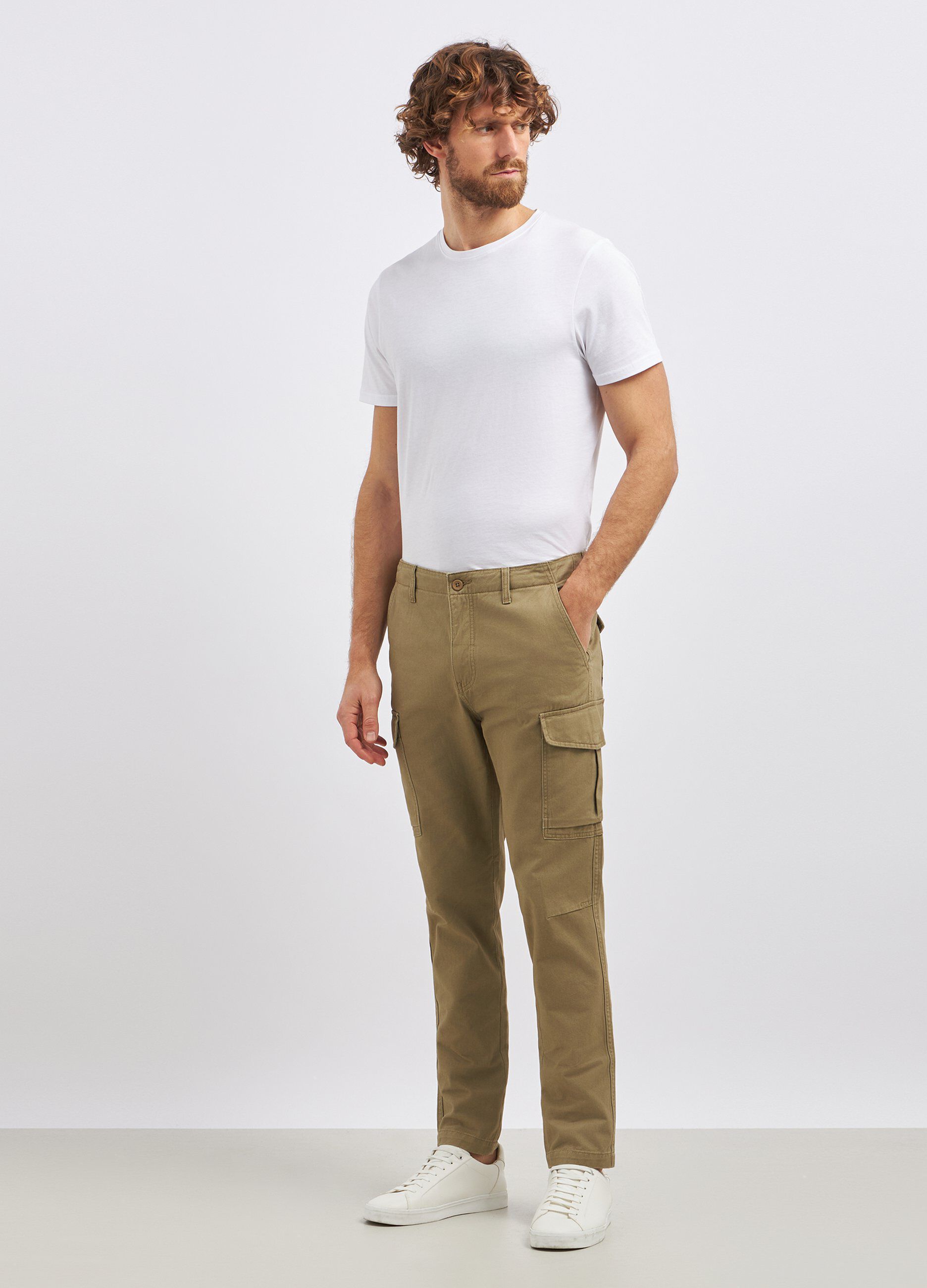 Pantaloni cargo in puro cotone uomo