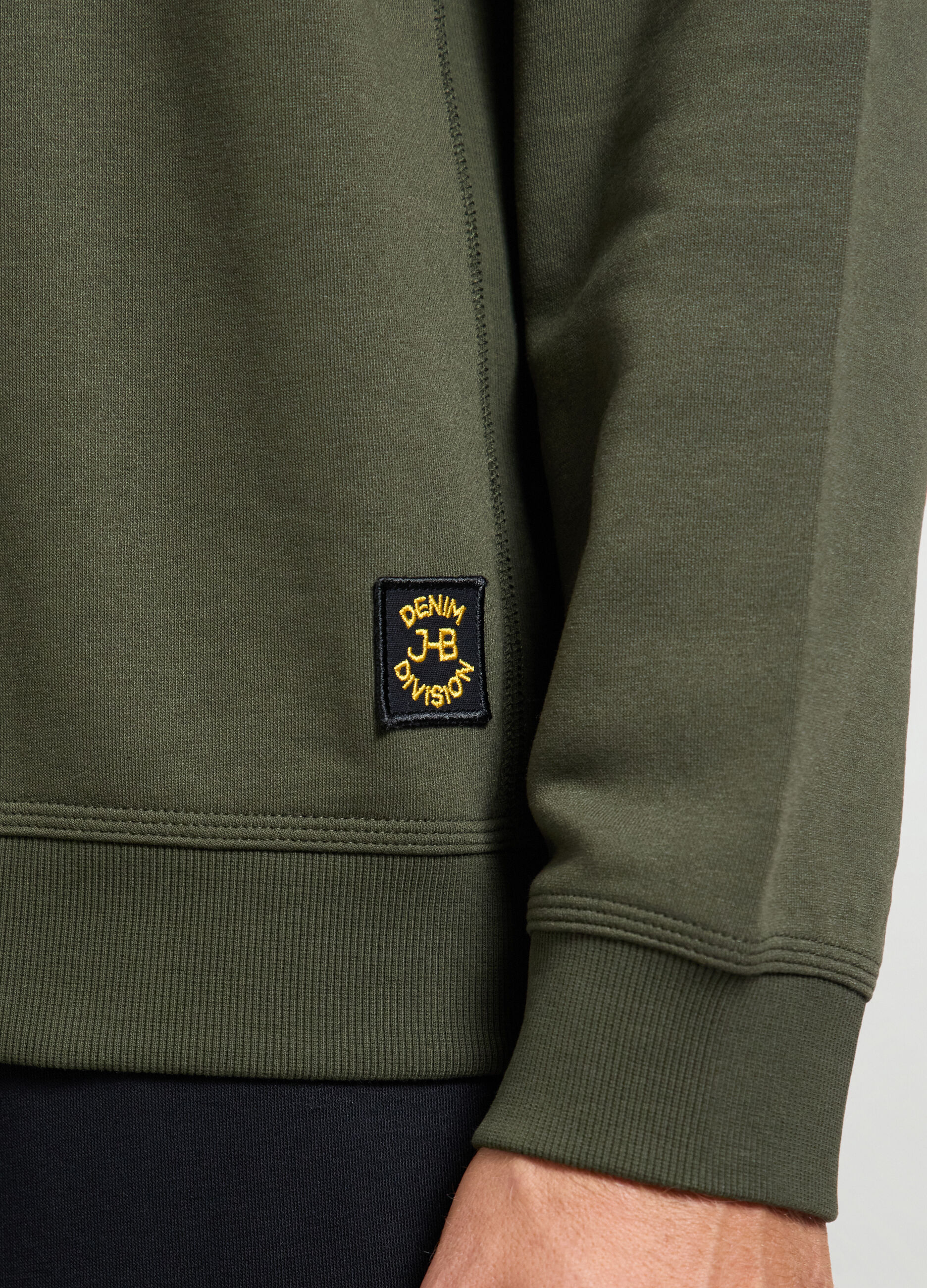 Felpa lupetto mezza zip in misto cotone uomo_2