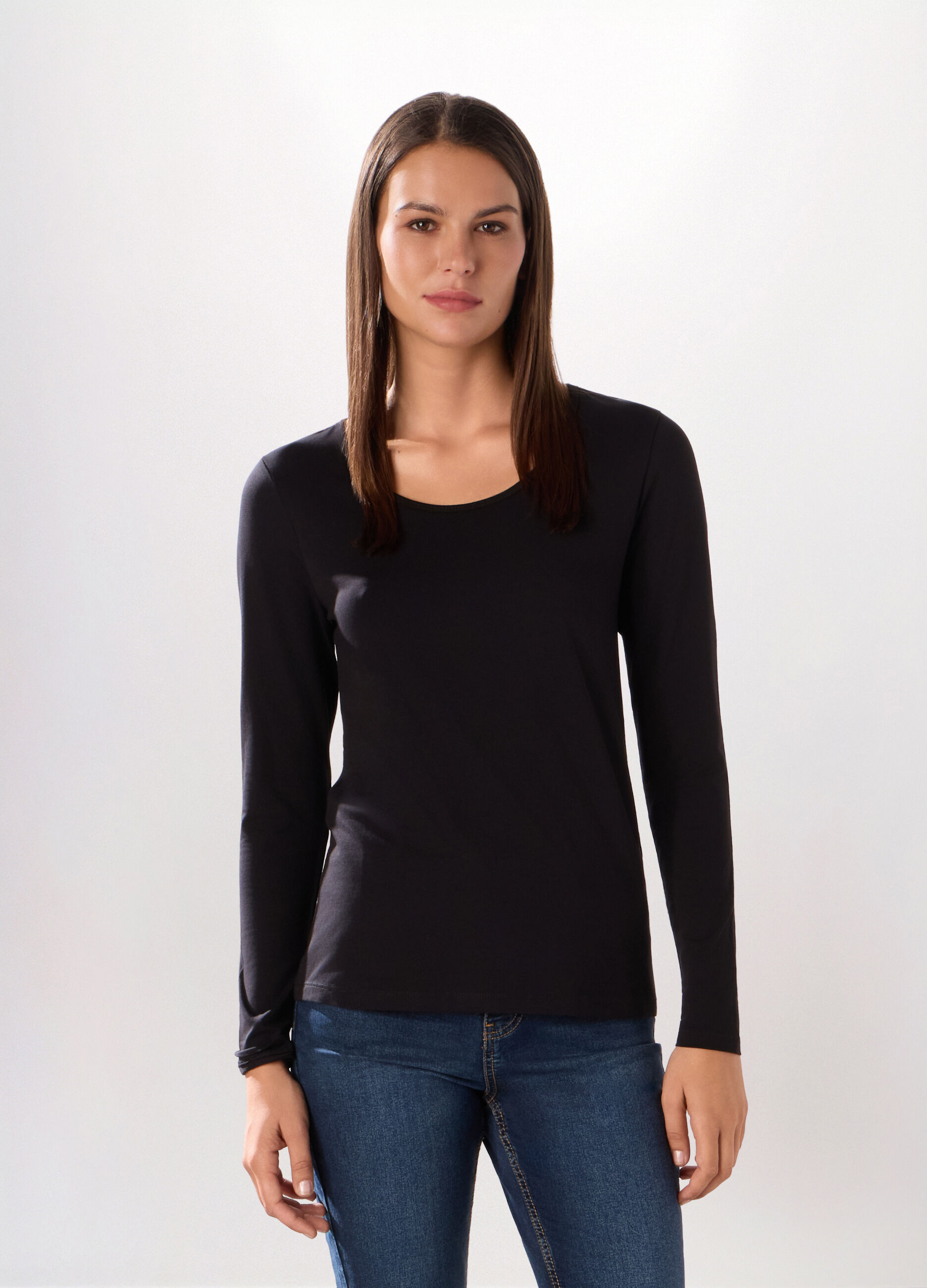 T-shirt in jersey di cotone stretch donna_0