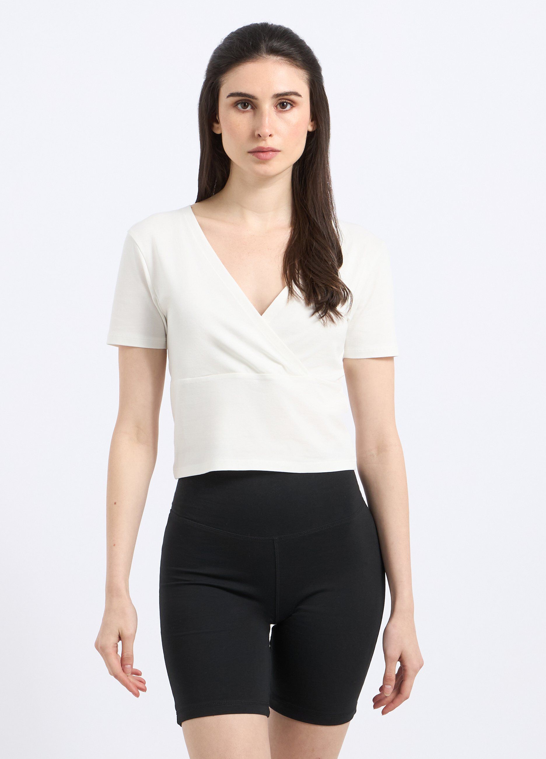 T-shirt cropped in cotone stretch donna_0