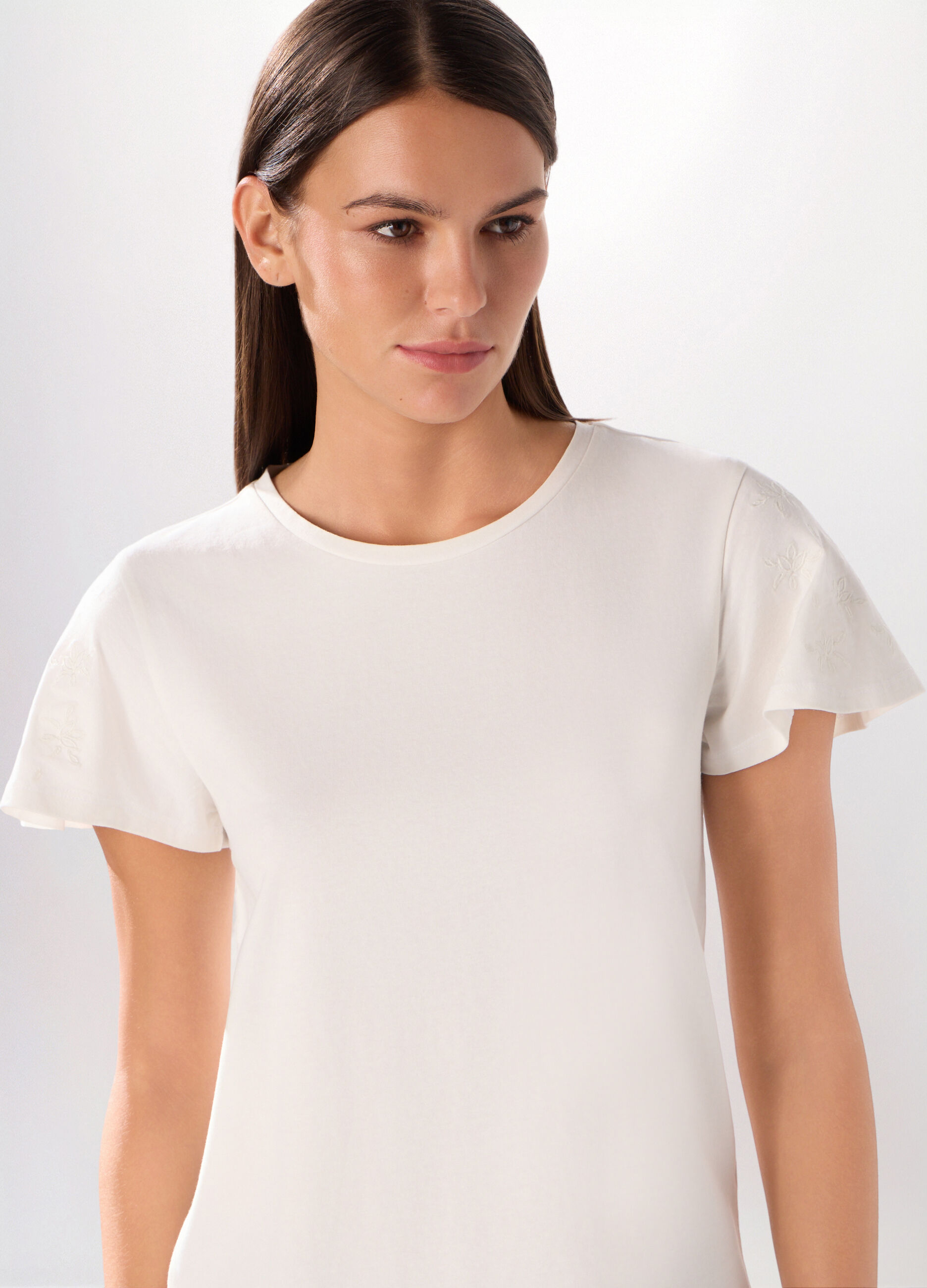 T-shirt in jersey di cotone stretch donna_2