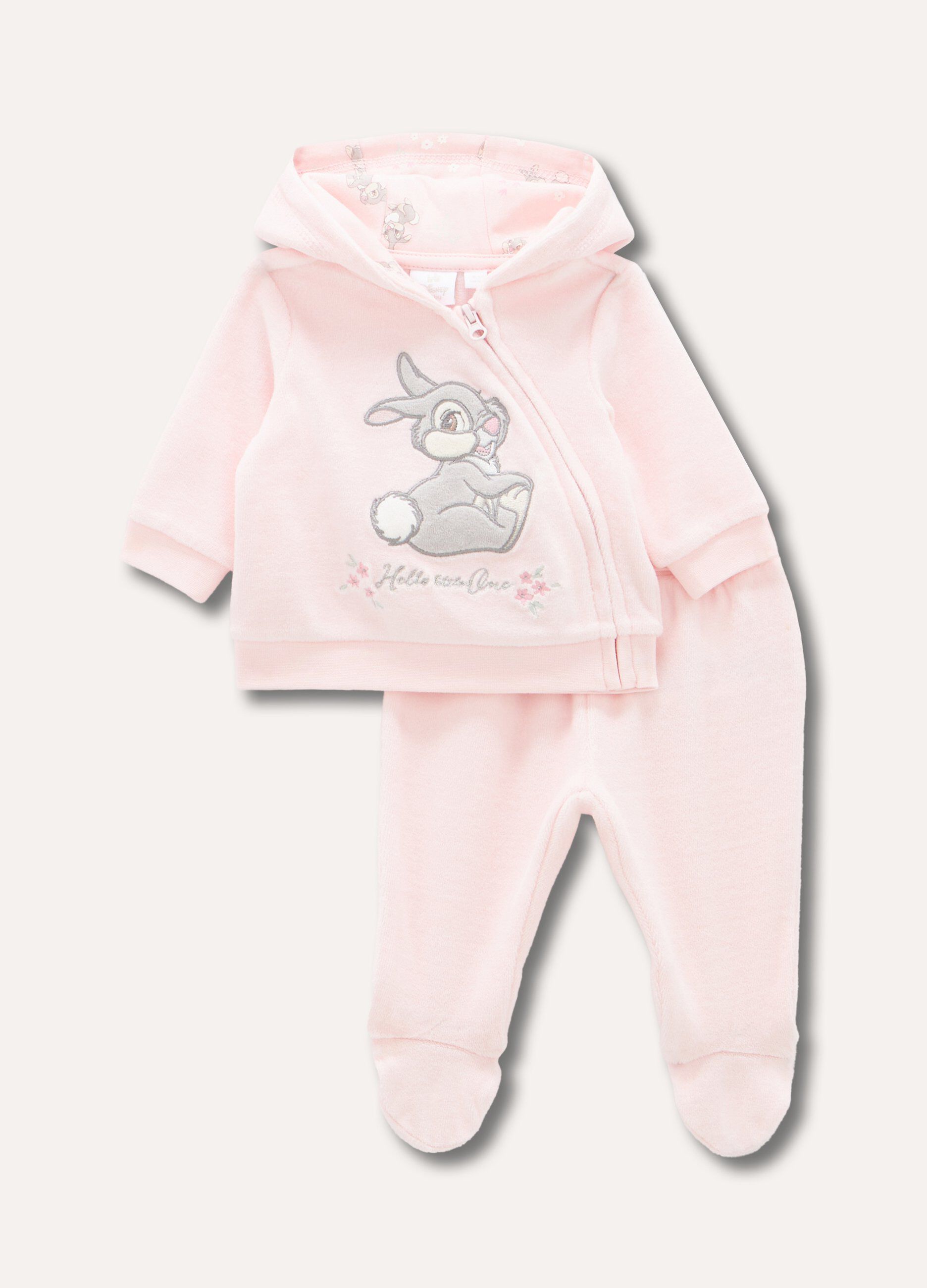 Completino in velours con ricami neonata_0