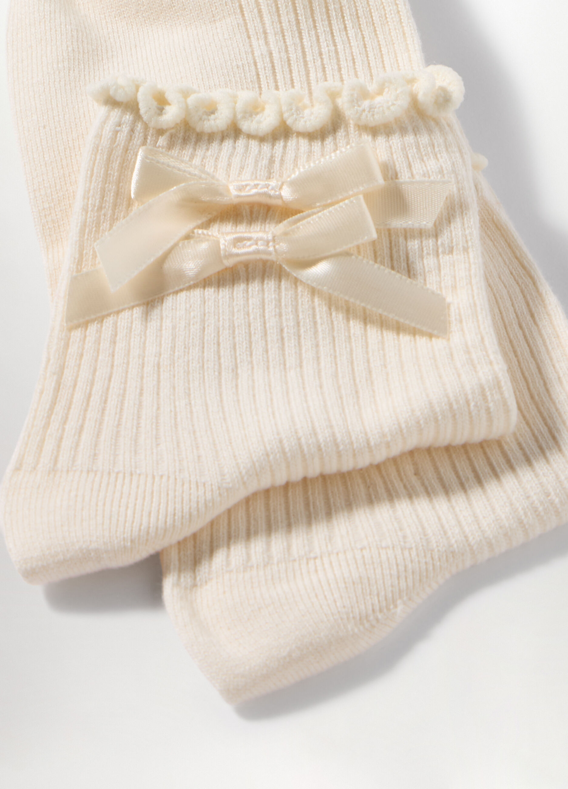 Calze corte misto cotone con fiocchi donna_1