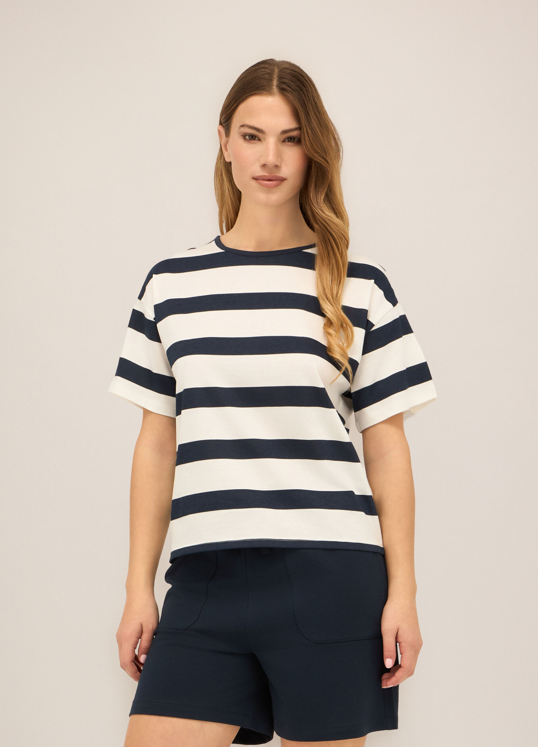 T-shirt in jersey di puro cotone donna_0