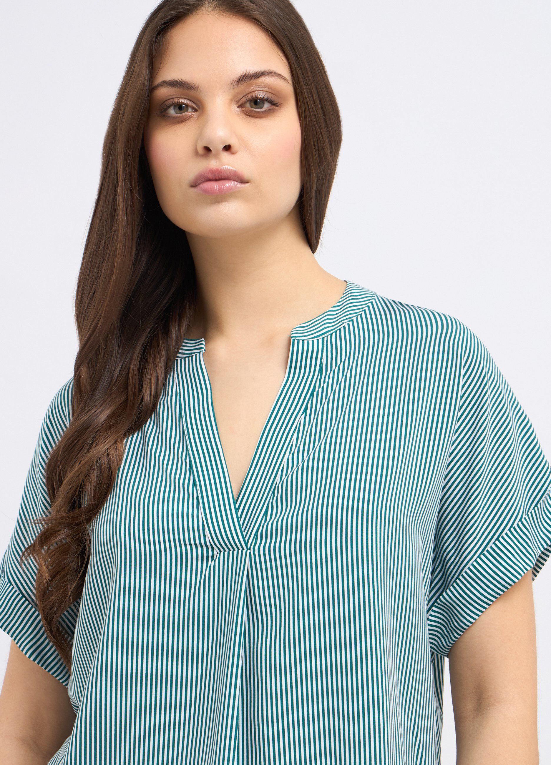 Blusa in pura viscosa a righe donna_2
