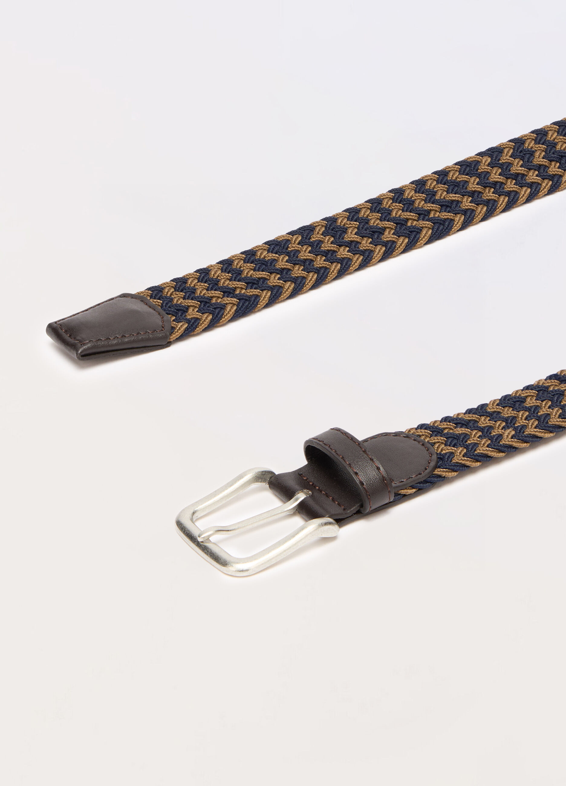 Cintura bicolor intrecciata con inserti in ECOpelle uomo_1