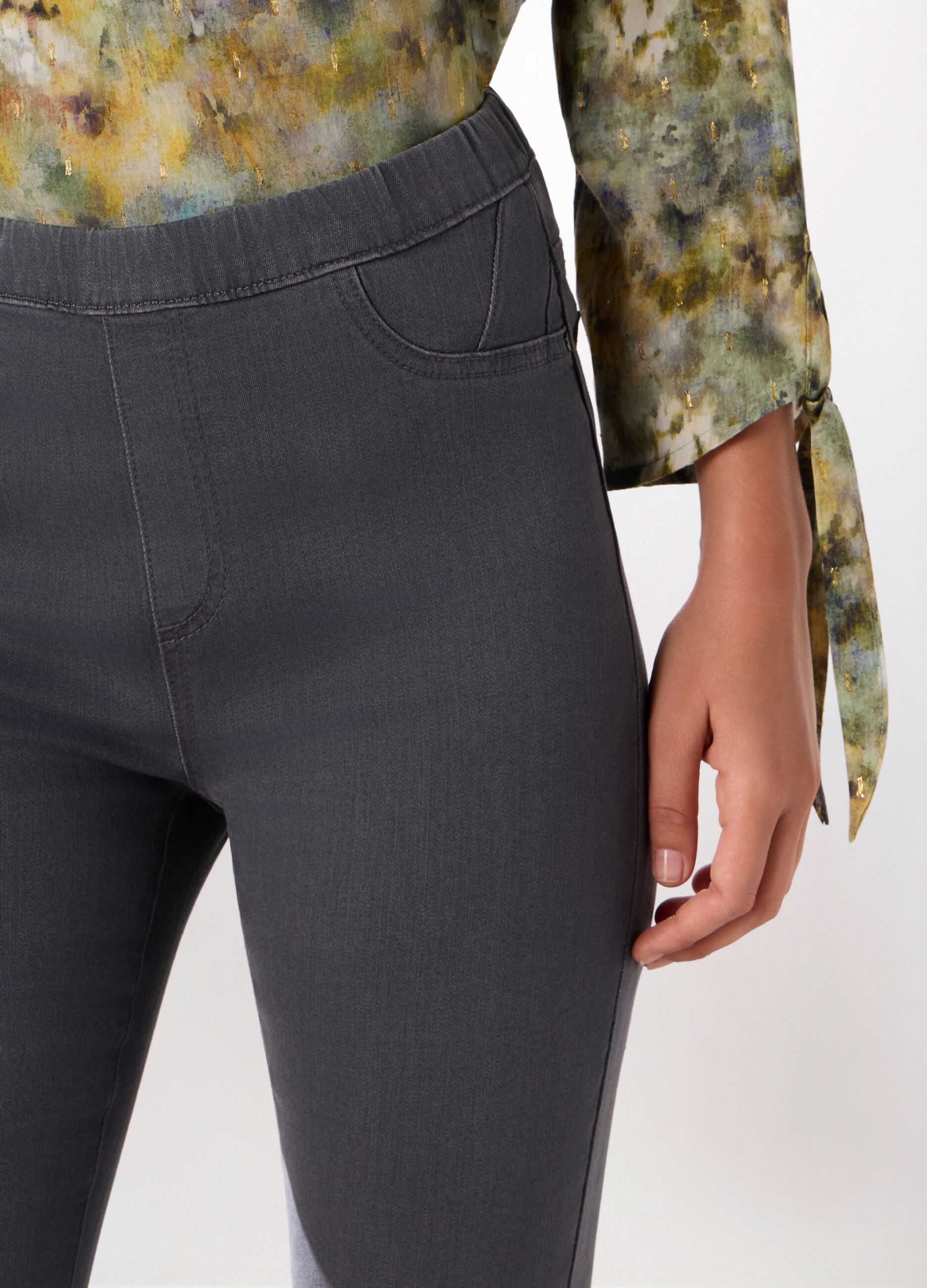 Jeggings in stretch denim di misto cotone donna_2