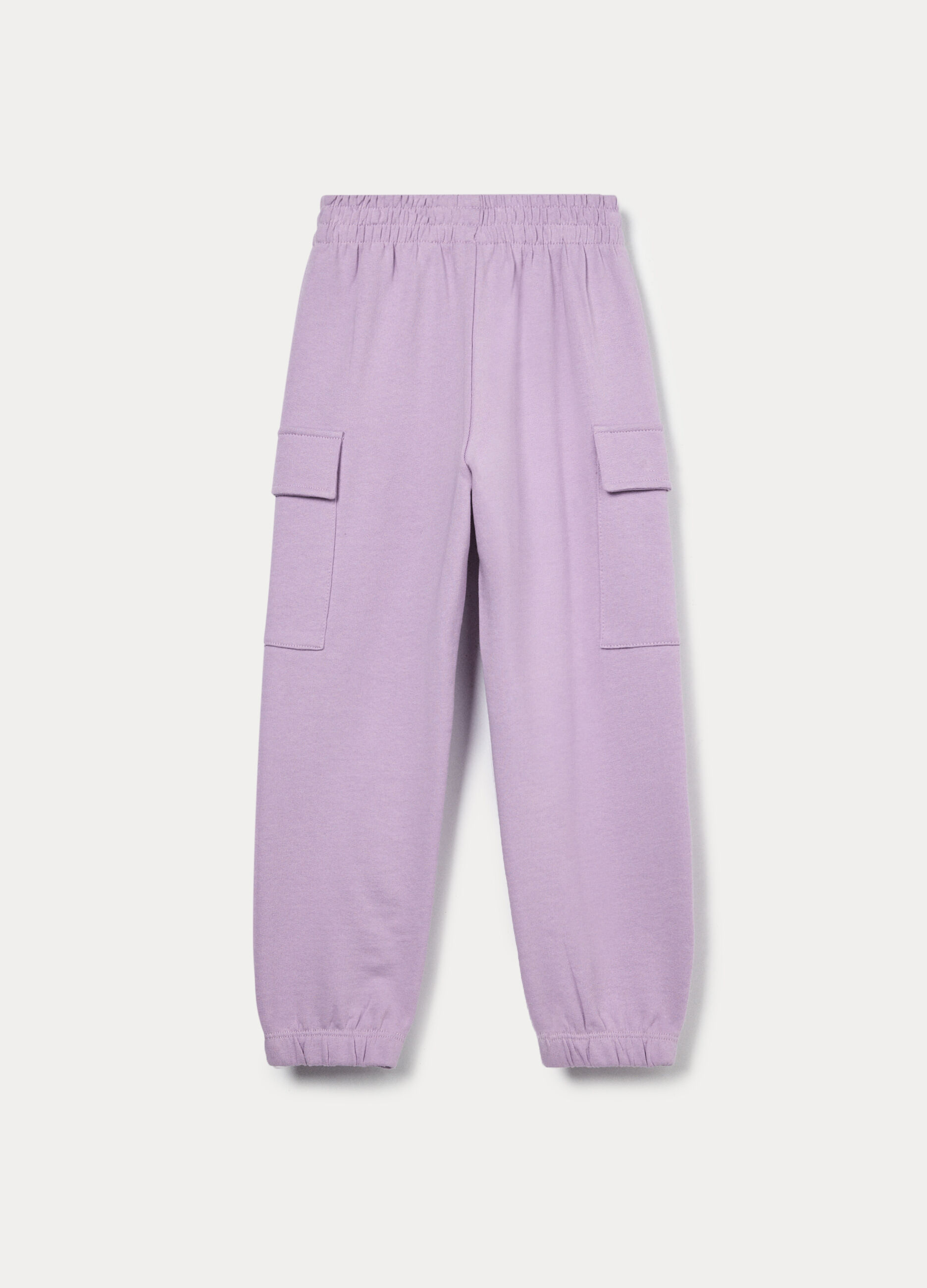 Jogger cargo in french terry di puro cotone bambina_1