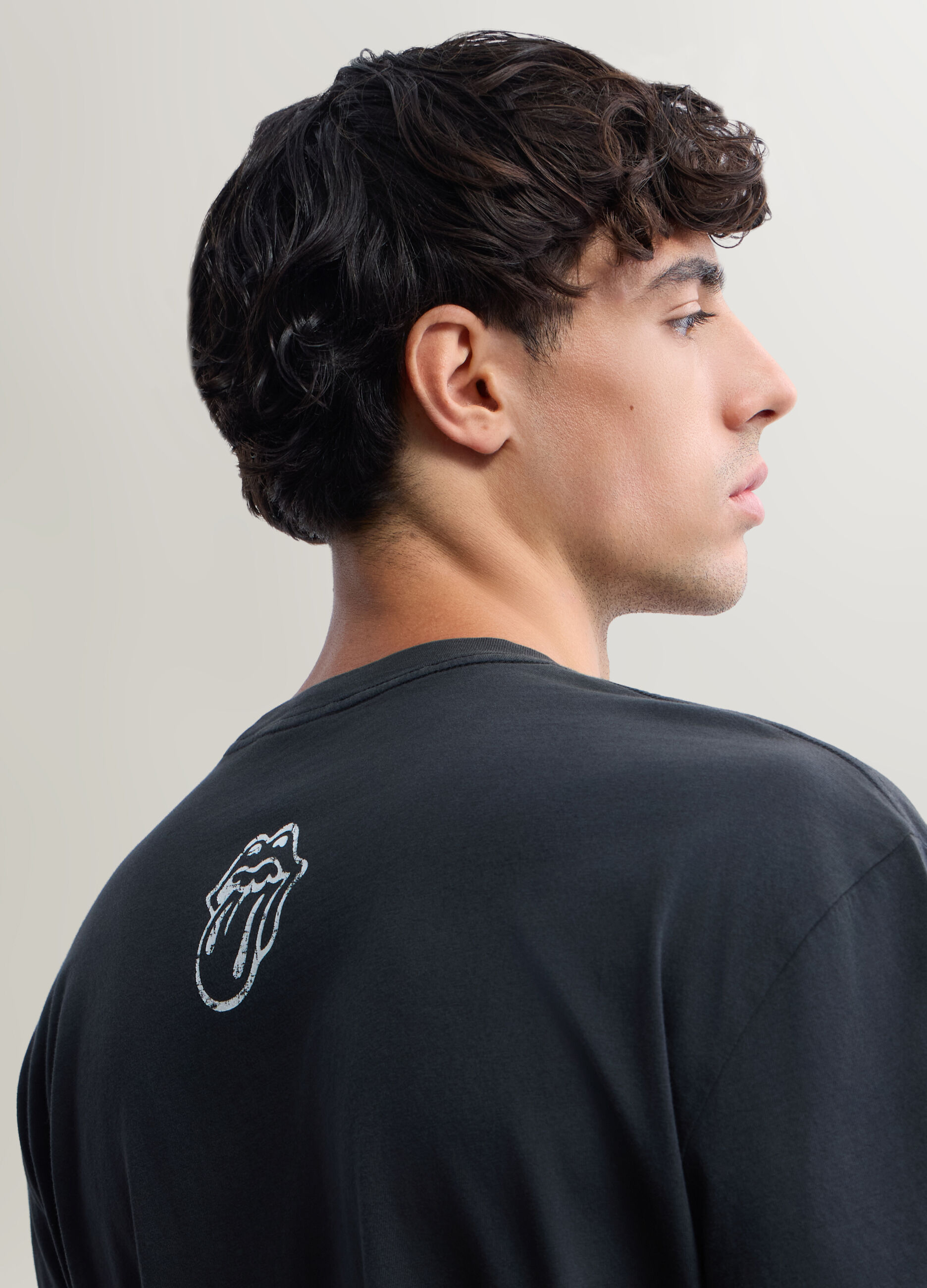 T-shirt girocollo in cotone con stampa Rolling Stones uomo
