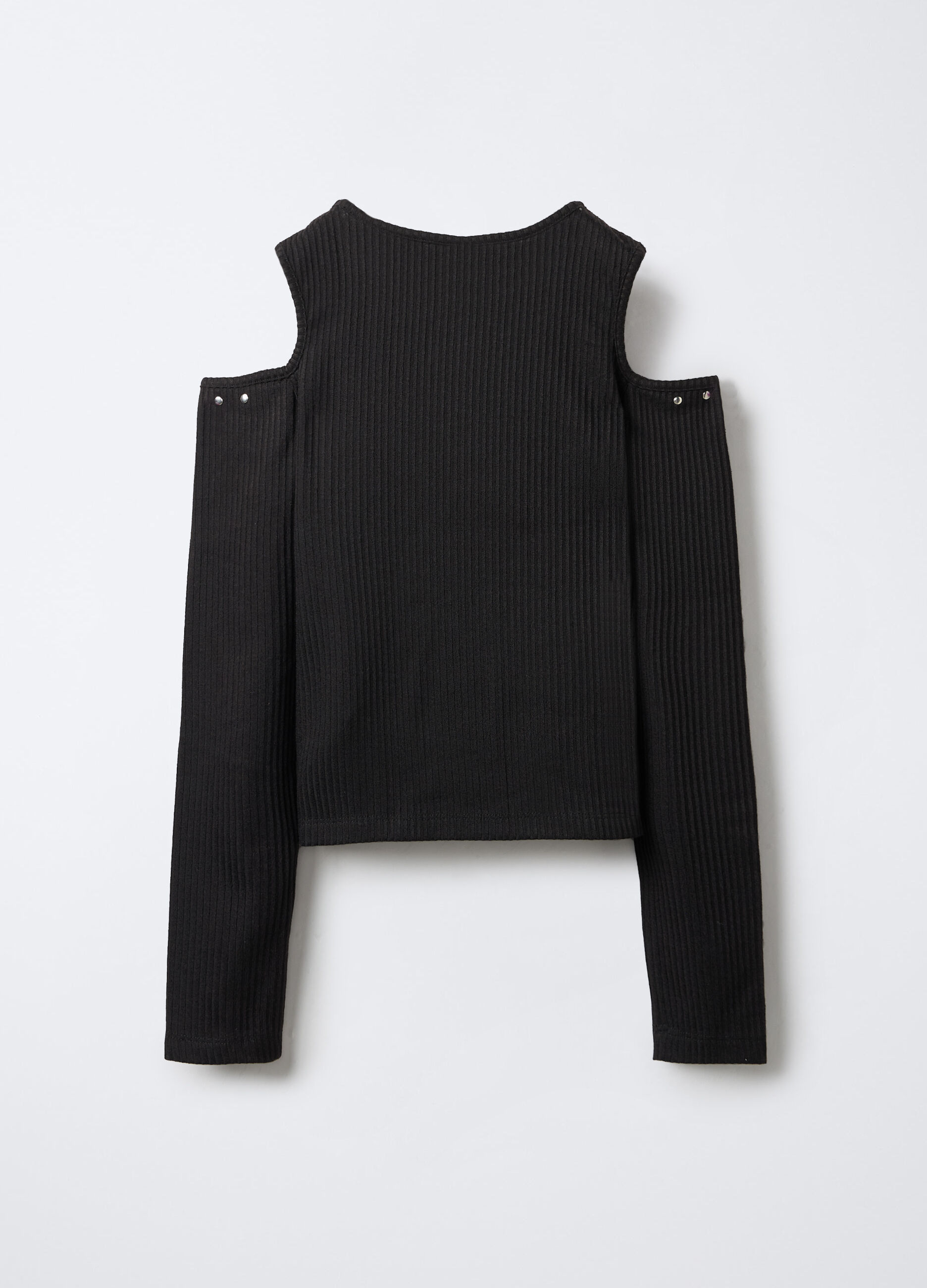 T-shirt in costina misto viscosa stretch ragazza_1