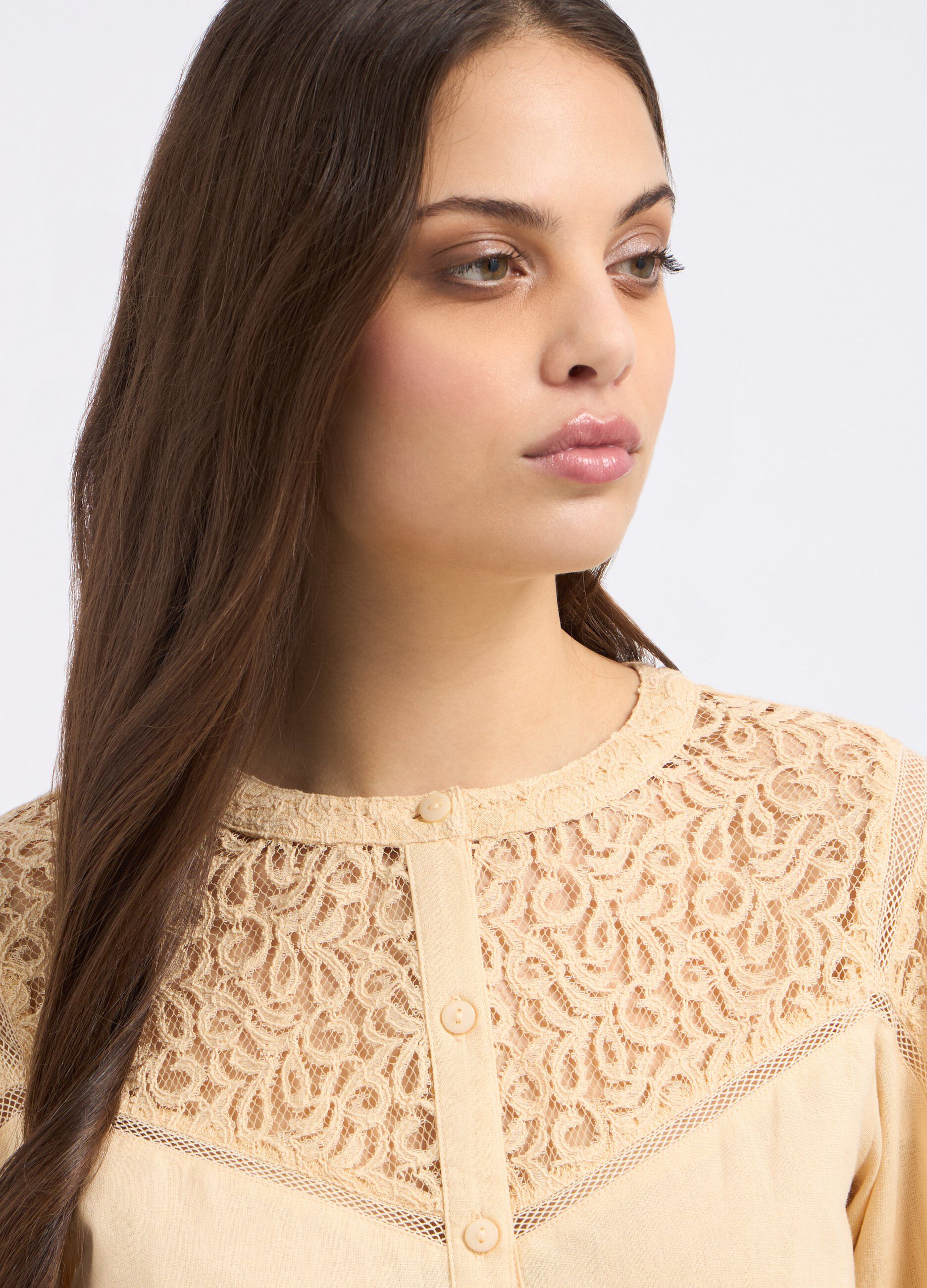 Camicia misto lino con ricami donna_2
