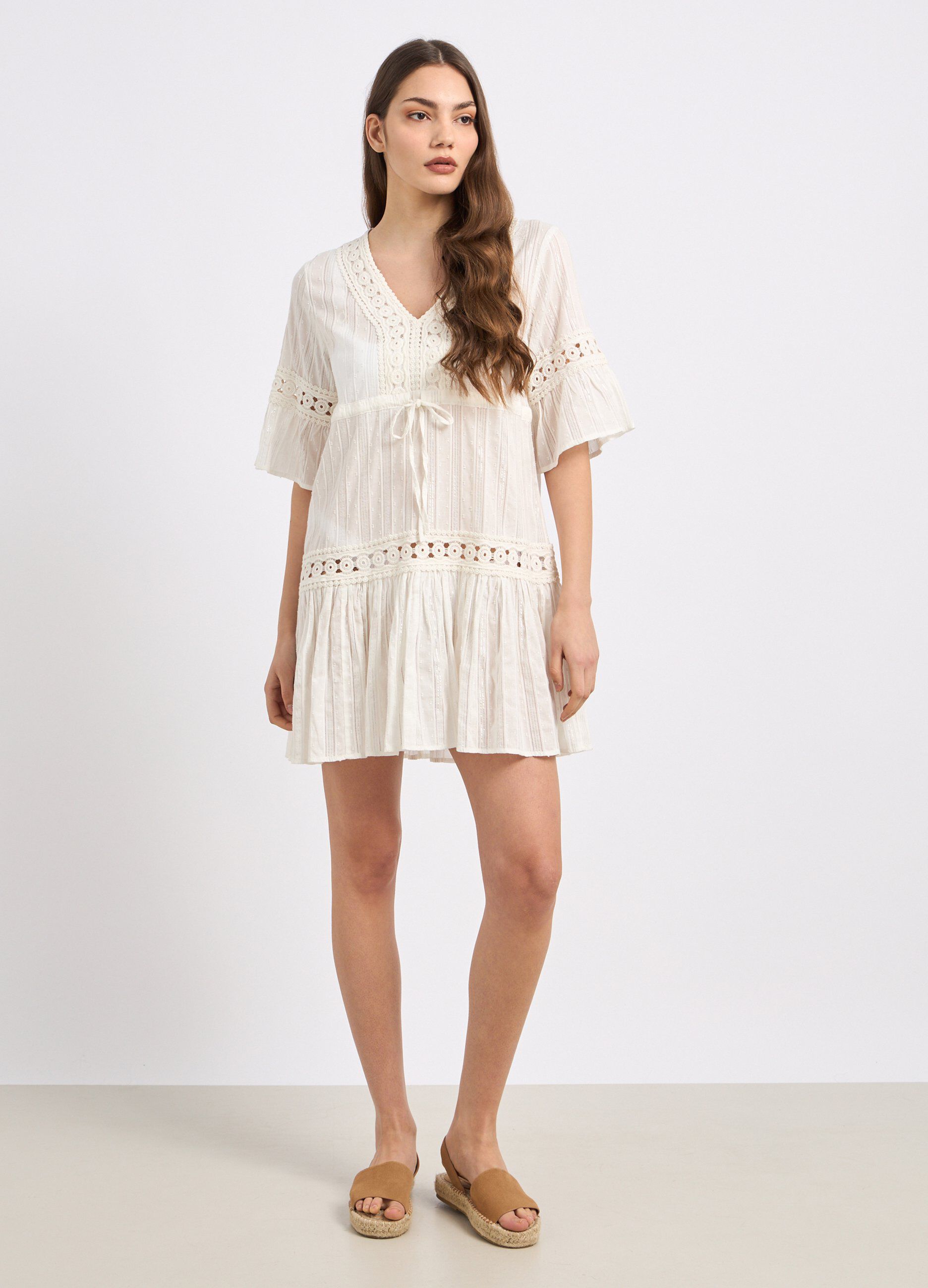 Copricostume in cotone con pizzo donna_0