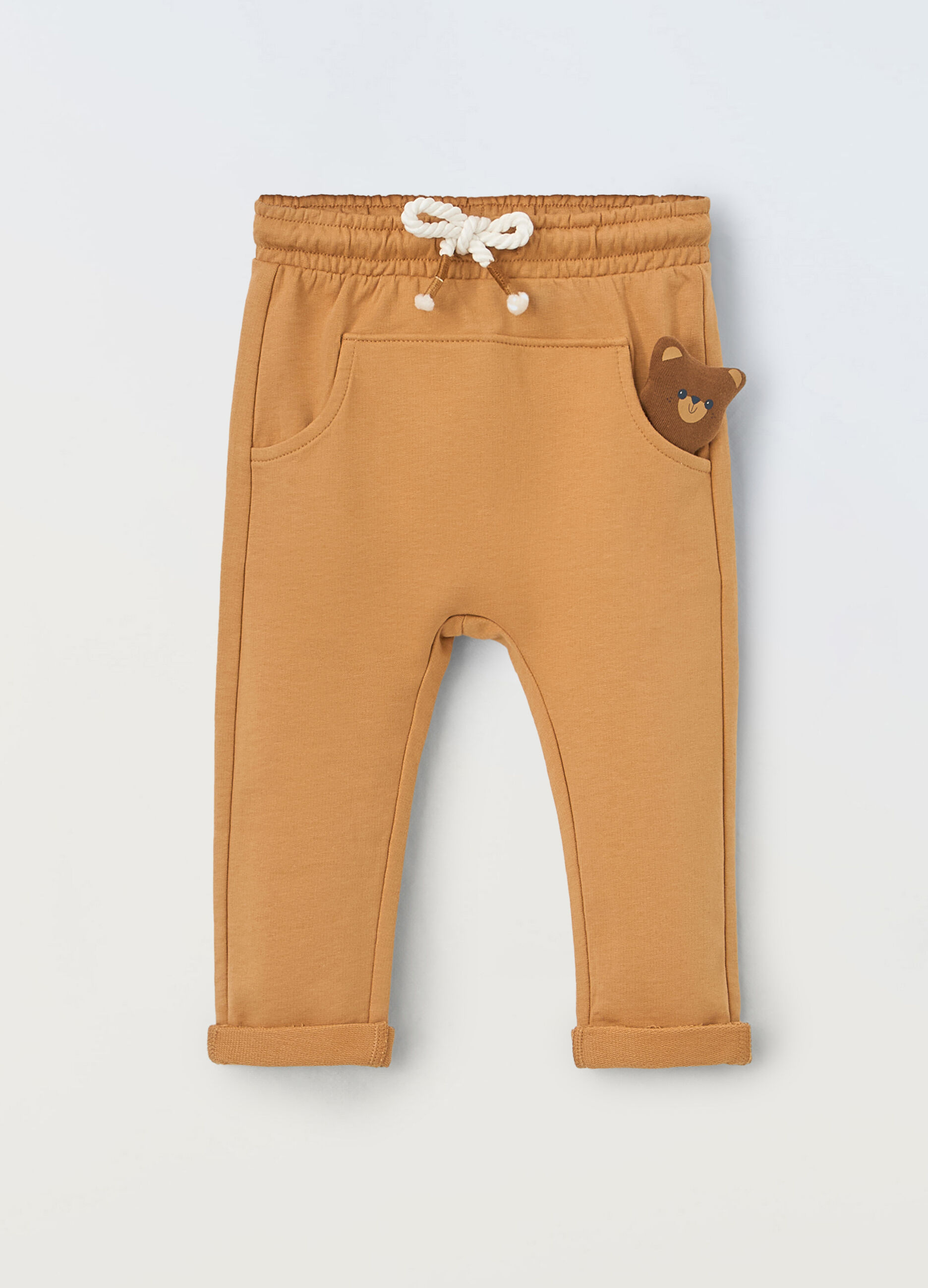 Jogger in puro cotone con applicazione neonato_0