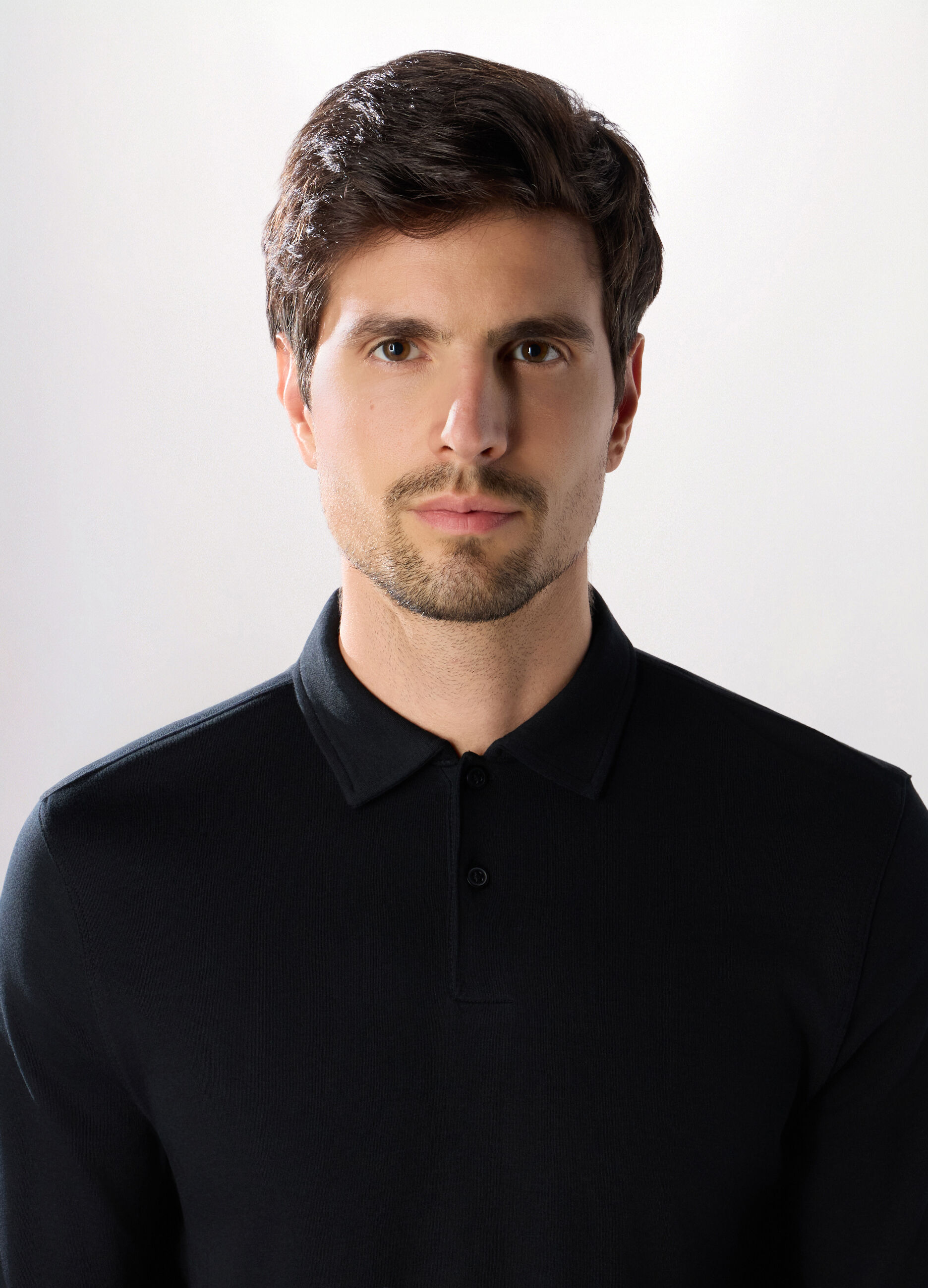 Polo a maniche lunghe in interlock di cotone_2