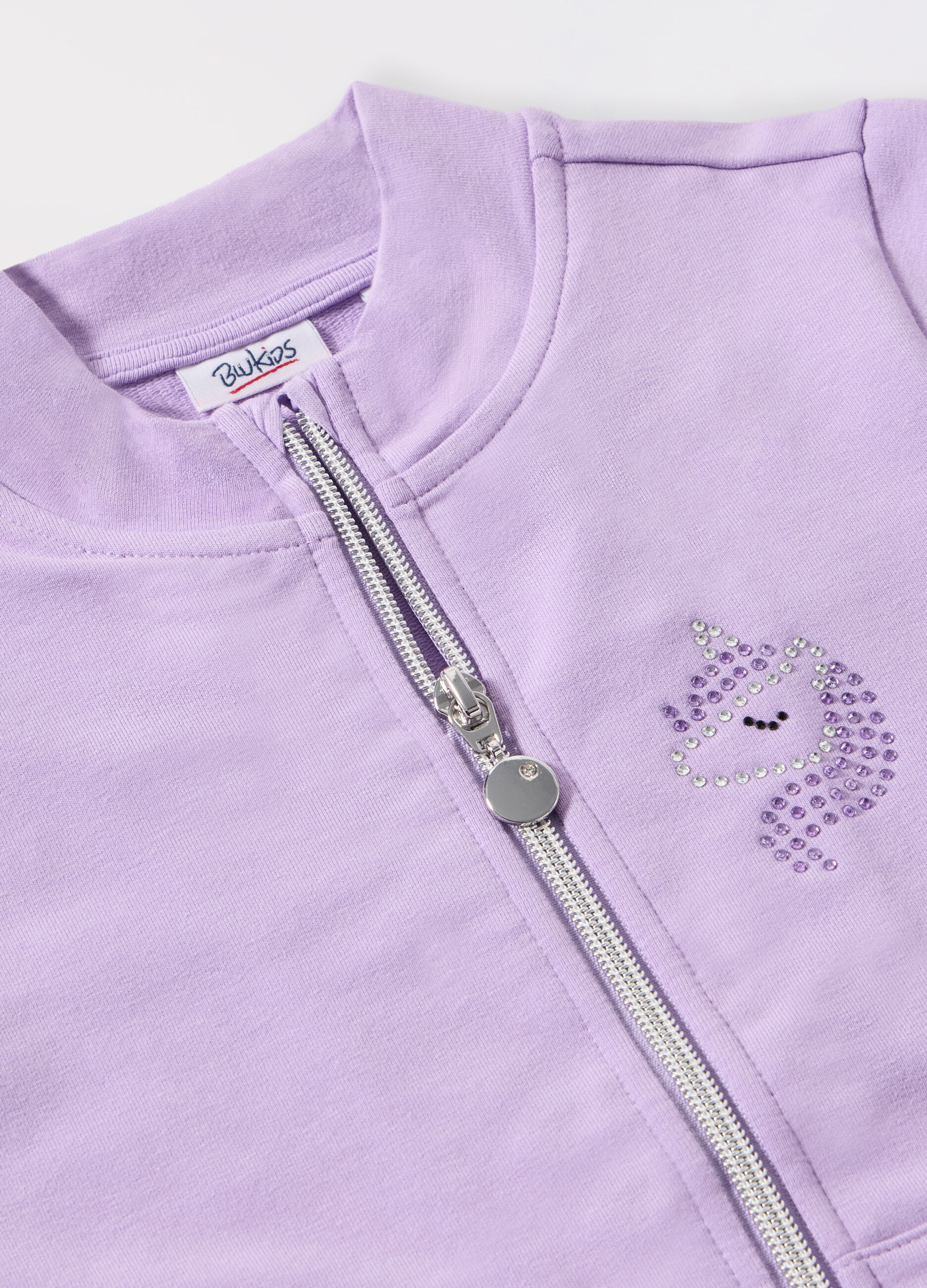 Felpa full zip in cotone stretch ragazza_1