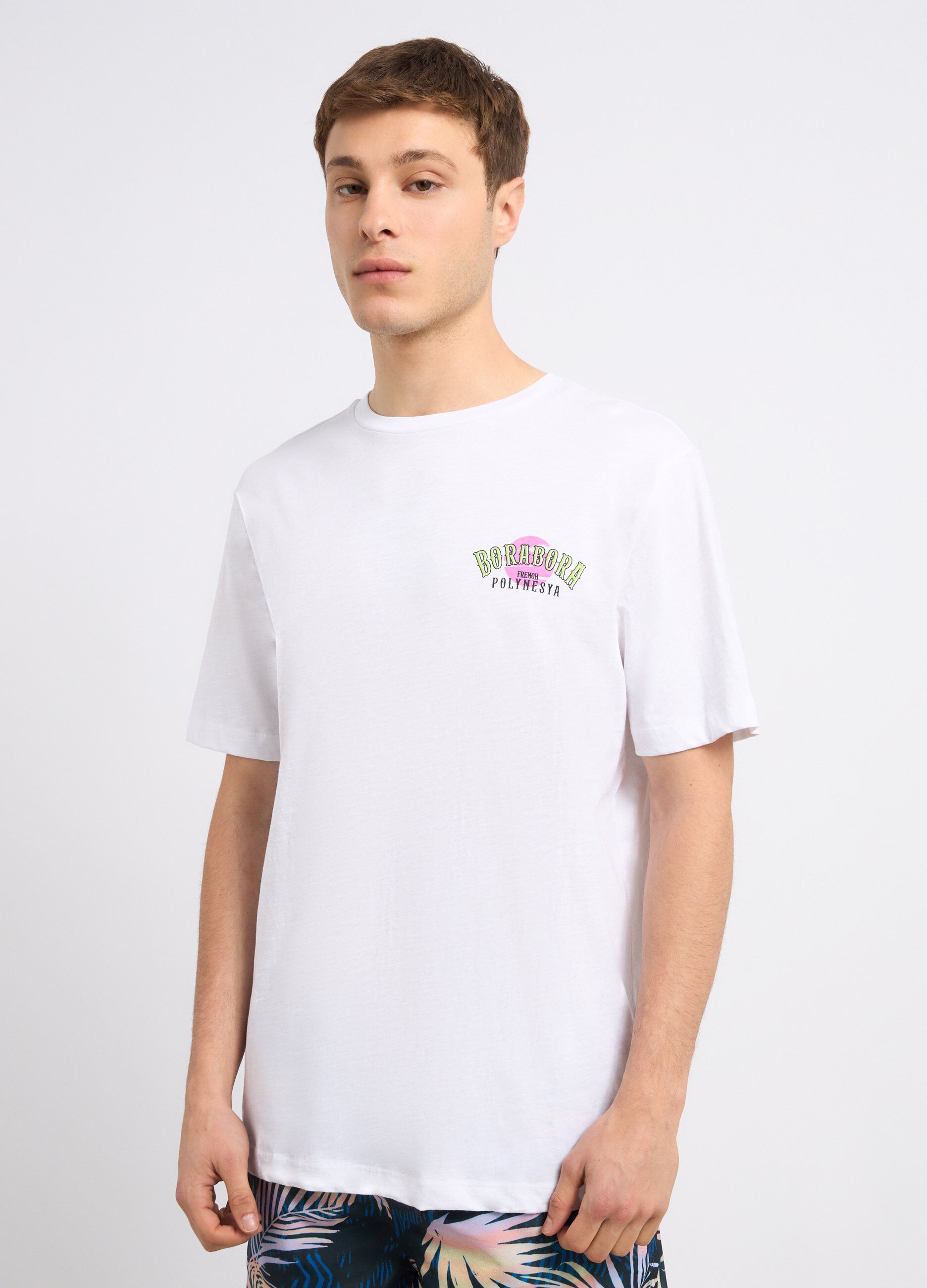T-shirt in puro cotone con stampa uomo_0