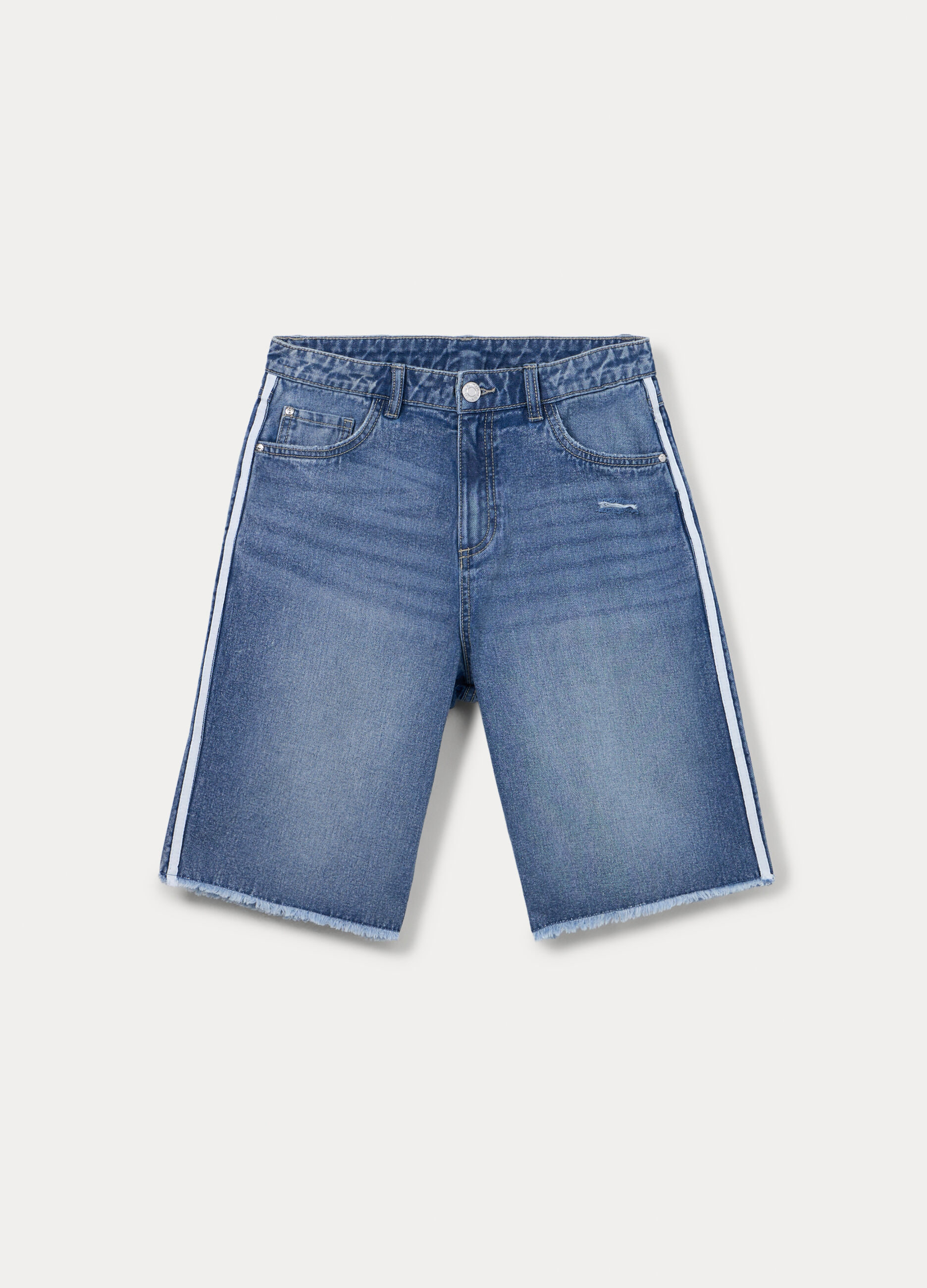 Shorts in denim di puro cotone ragazza_0