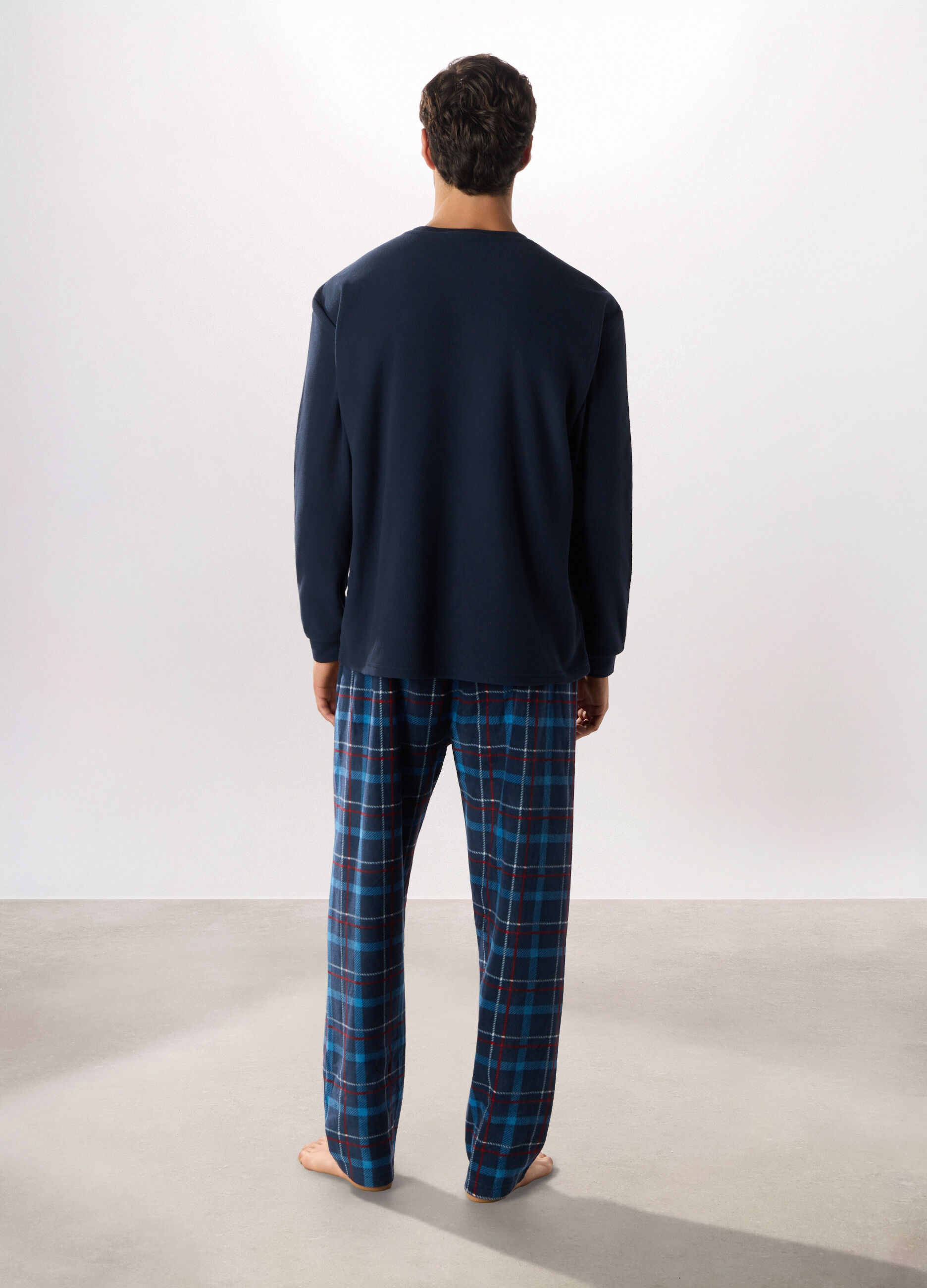 Pigiama lungo con ricamo in pile uomo_1