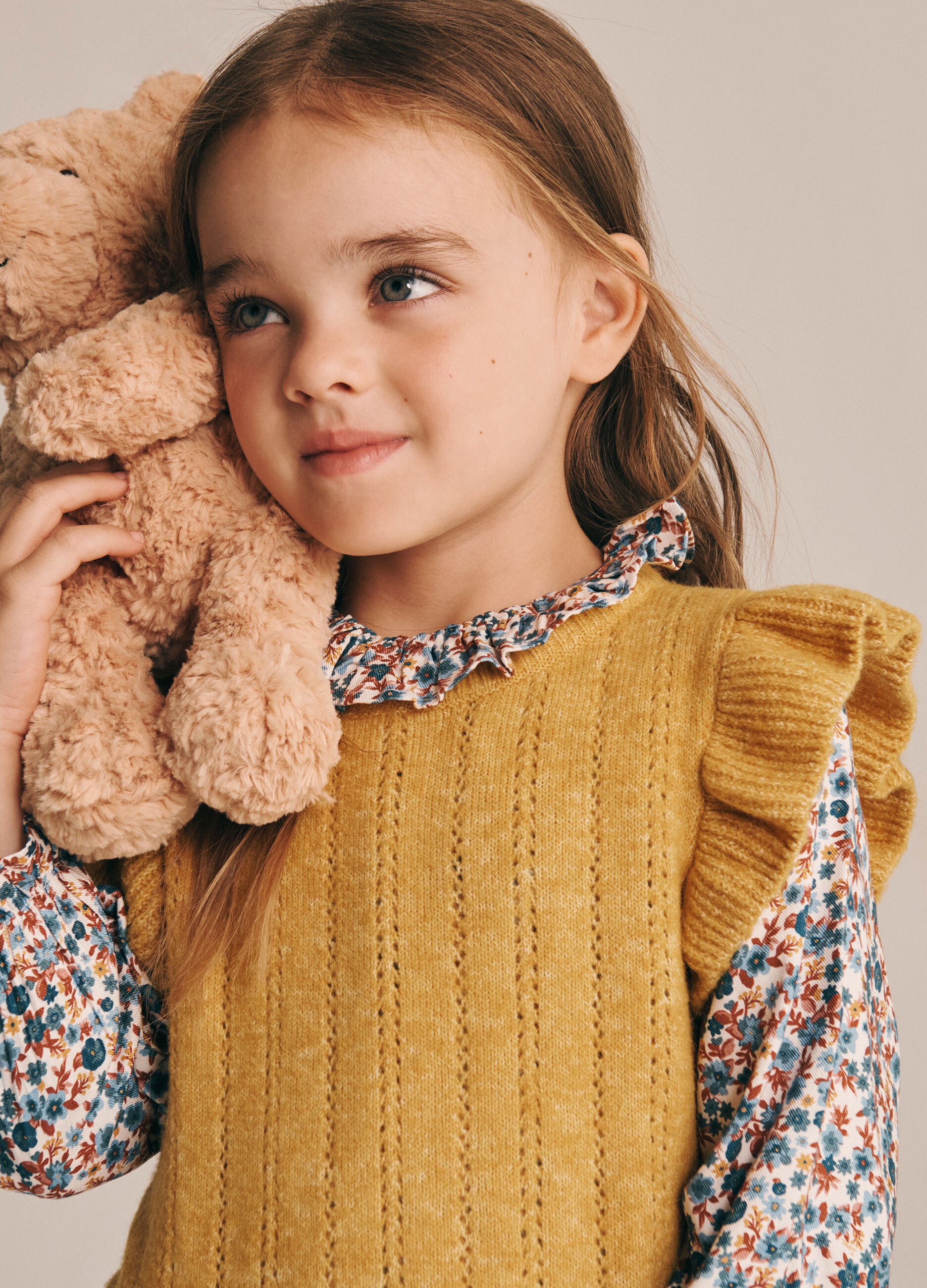 Maglia gialla per bambina in tessuto elasticizzato_0