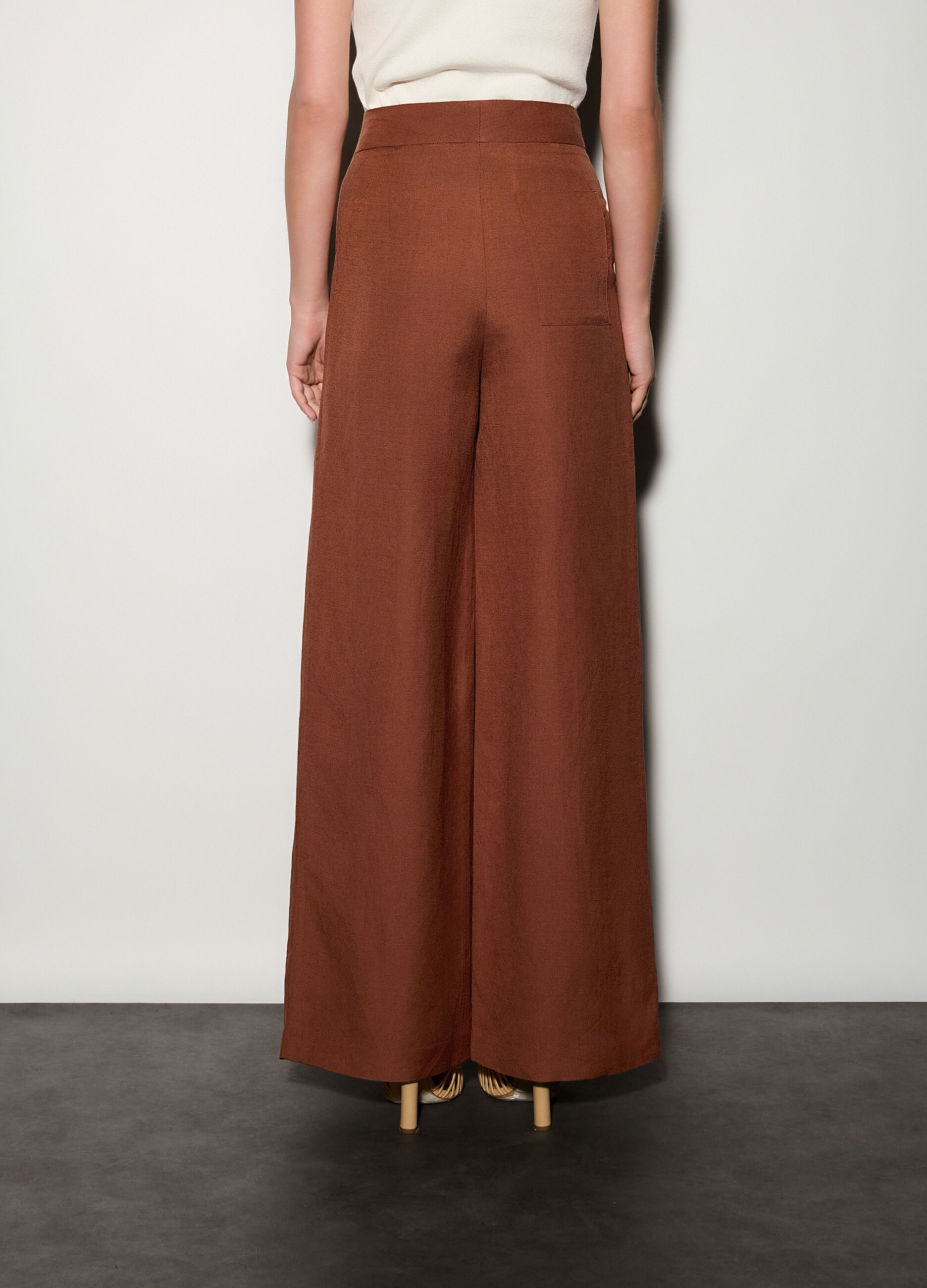 Pantaloni chino regular fit misto lino donna_2