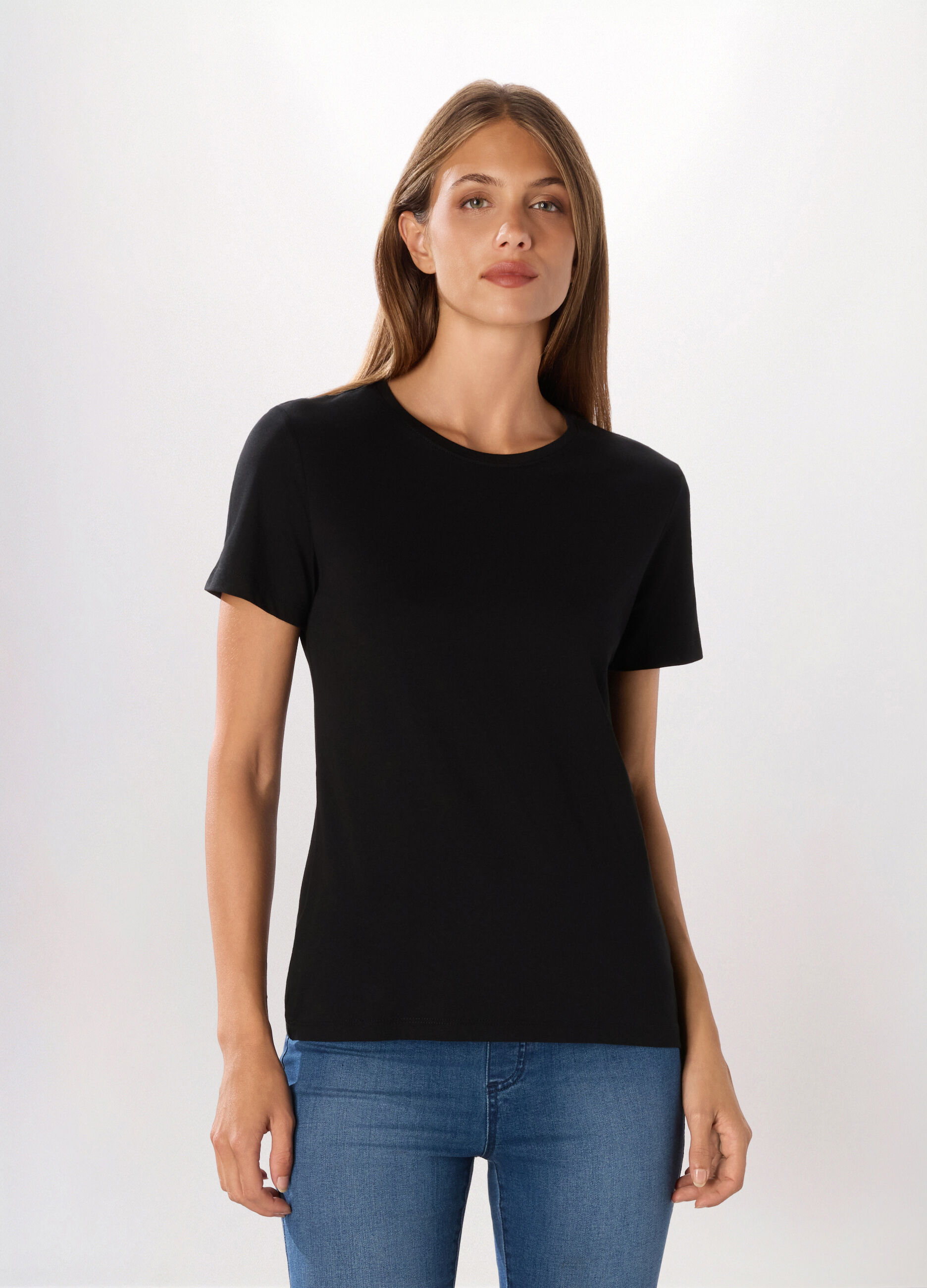 T-shirt in jersey di puro cotone donna_0