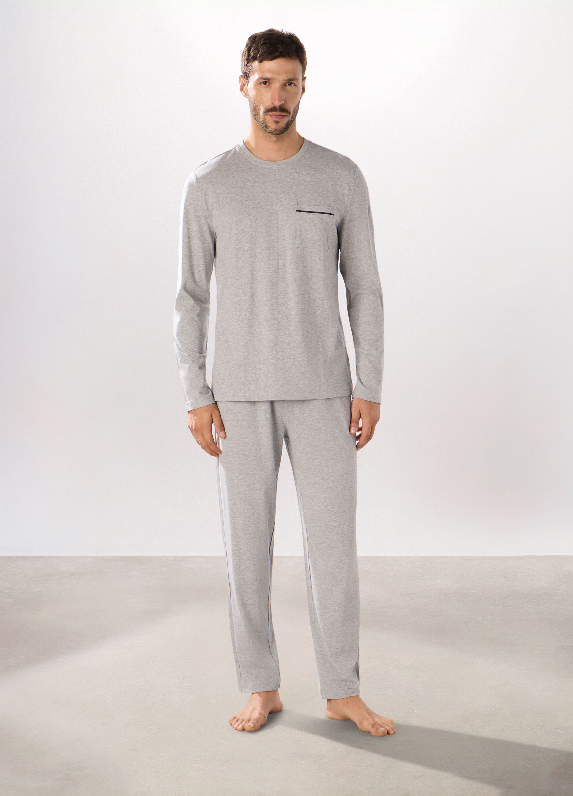 Pigiama lungo in jersey misto cotone uomo_0