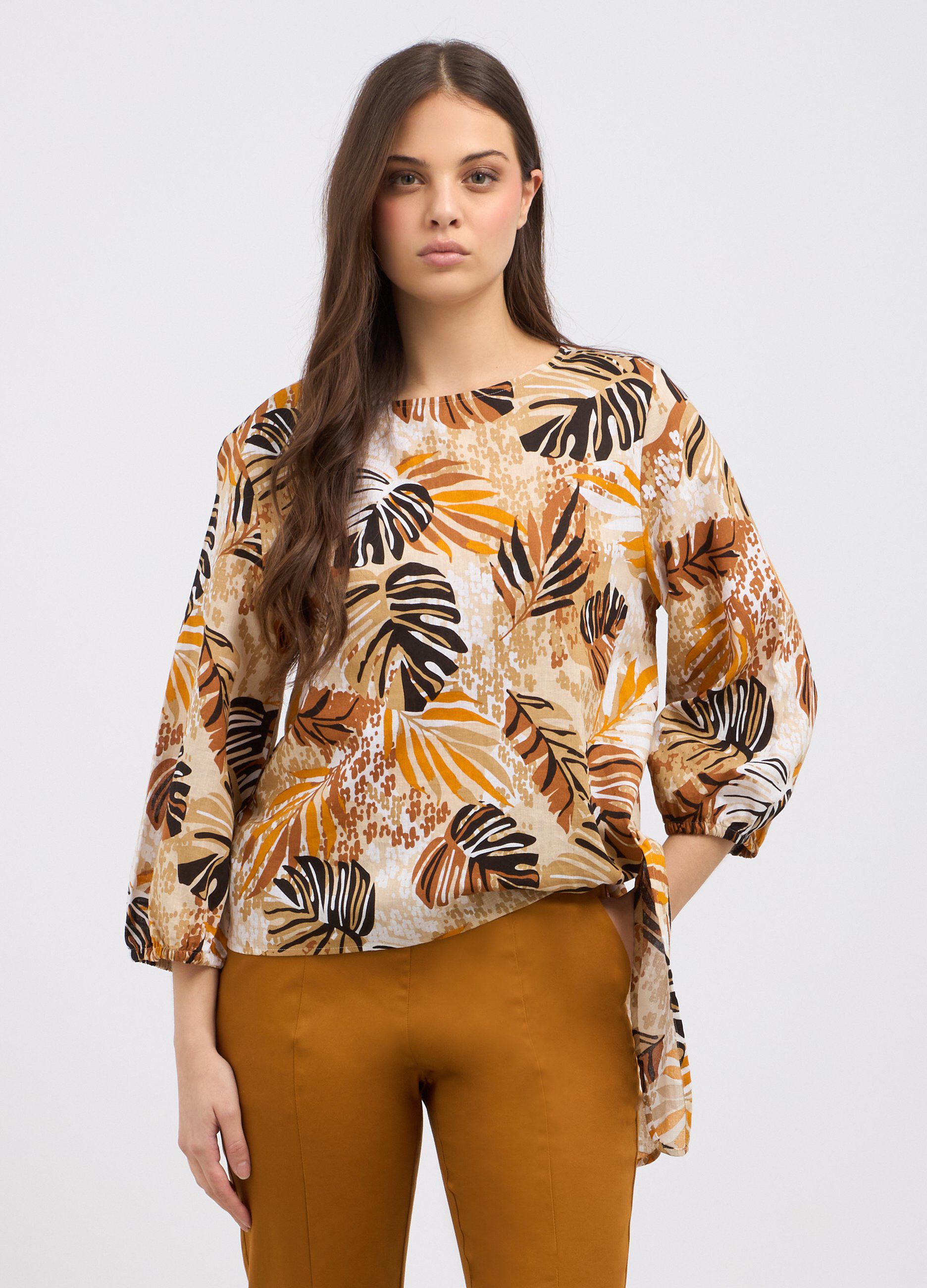 Blusa in misto lino donna_0