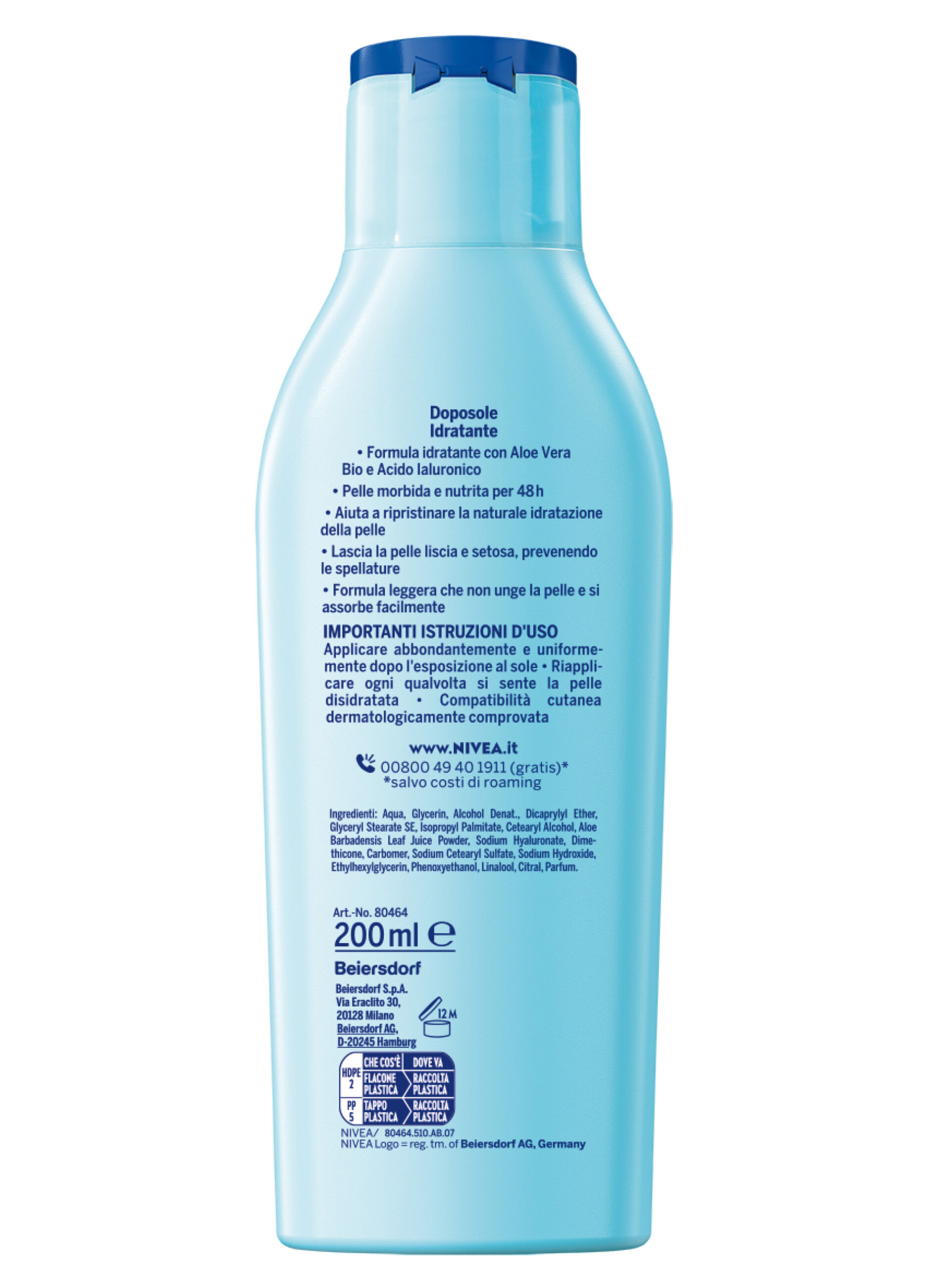 Nivea Sun Latte Doposole Hydrate 200 ml, Dopo sole idratante con Aloe Vera Bio e Acido Ialuronico_1