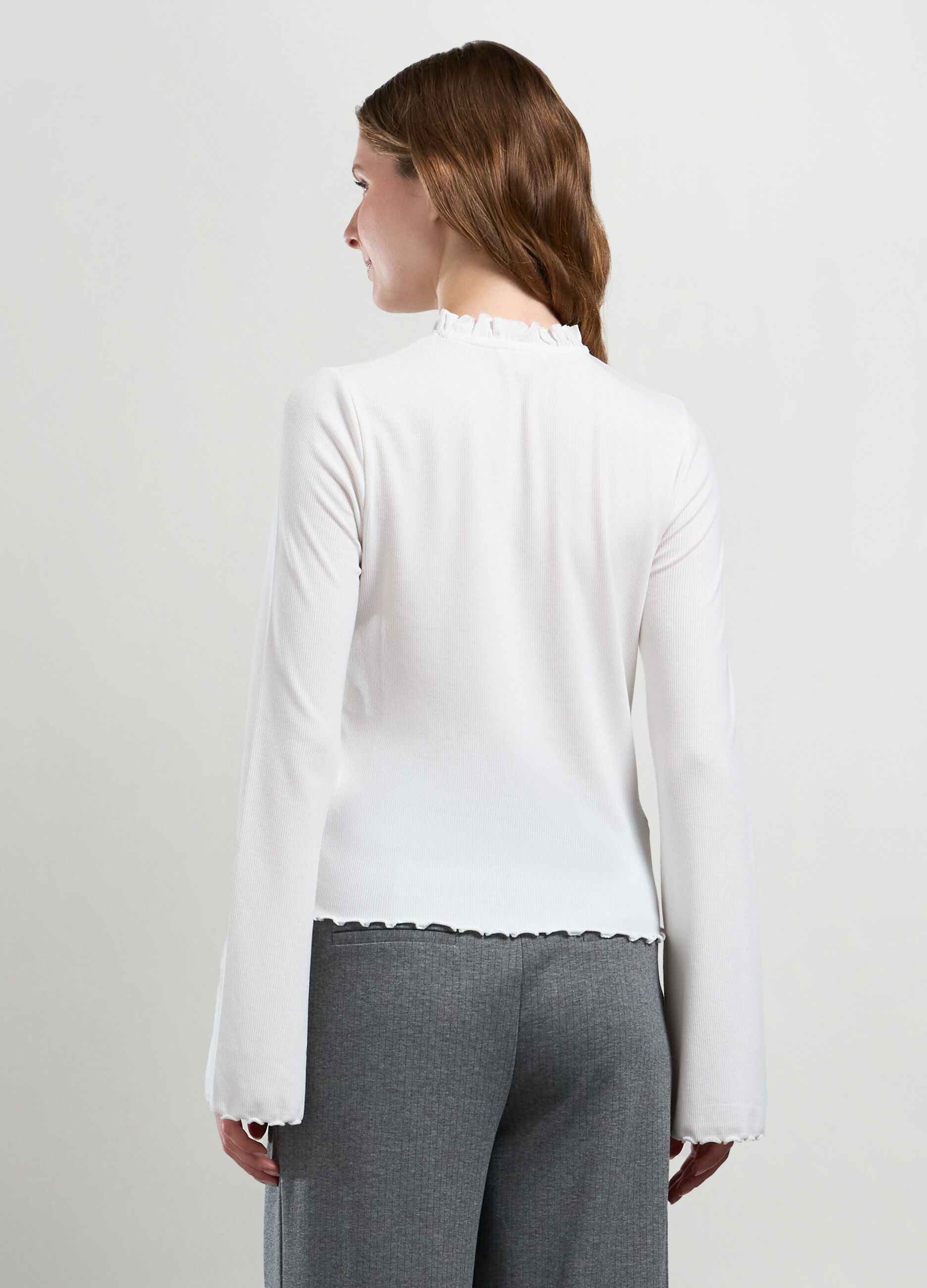 T-shirt in costina di viscosa stretch donna_1