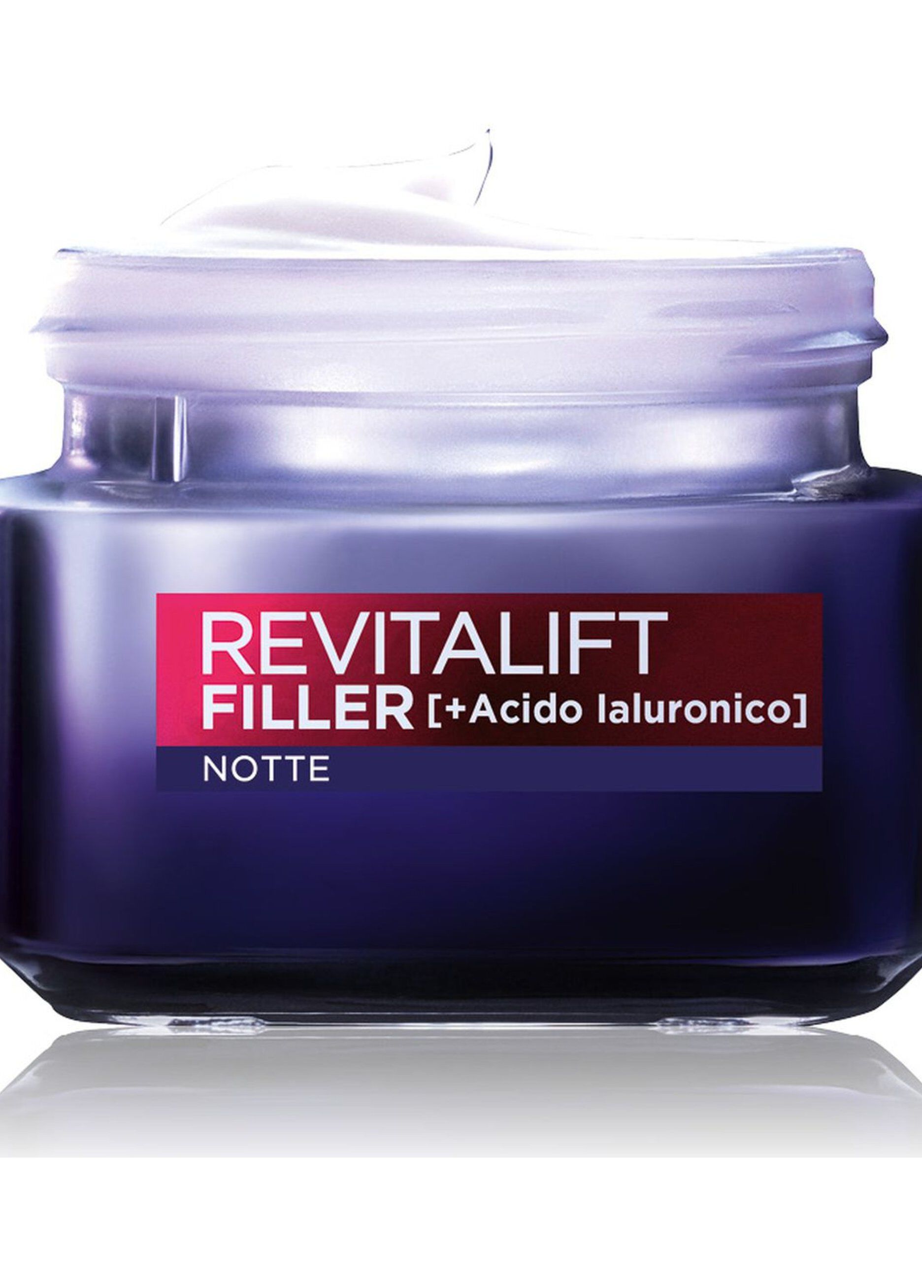 L'Oréal Paris Crema Viso Notte Revitalift Filler, Azione Antirughe Rivolumizzante con Acido Ialuronico Concentrato, 50 ml.