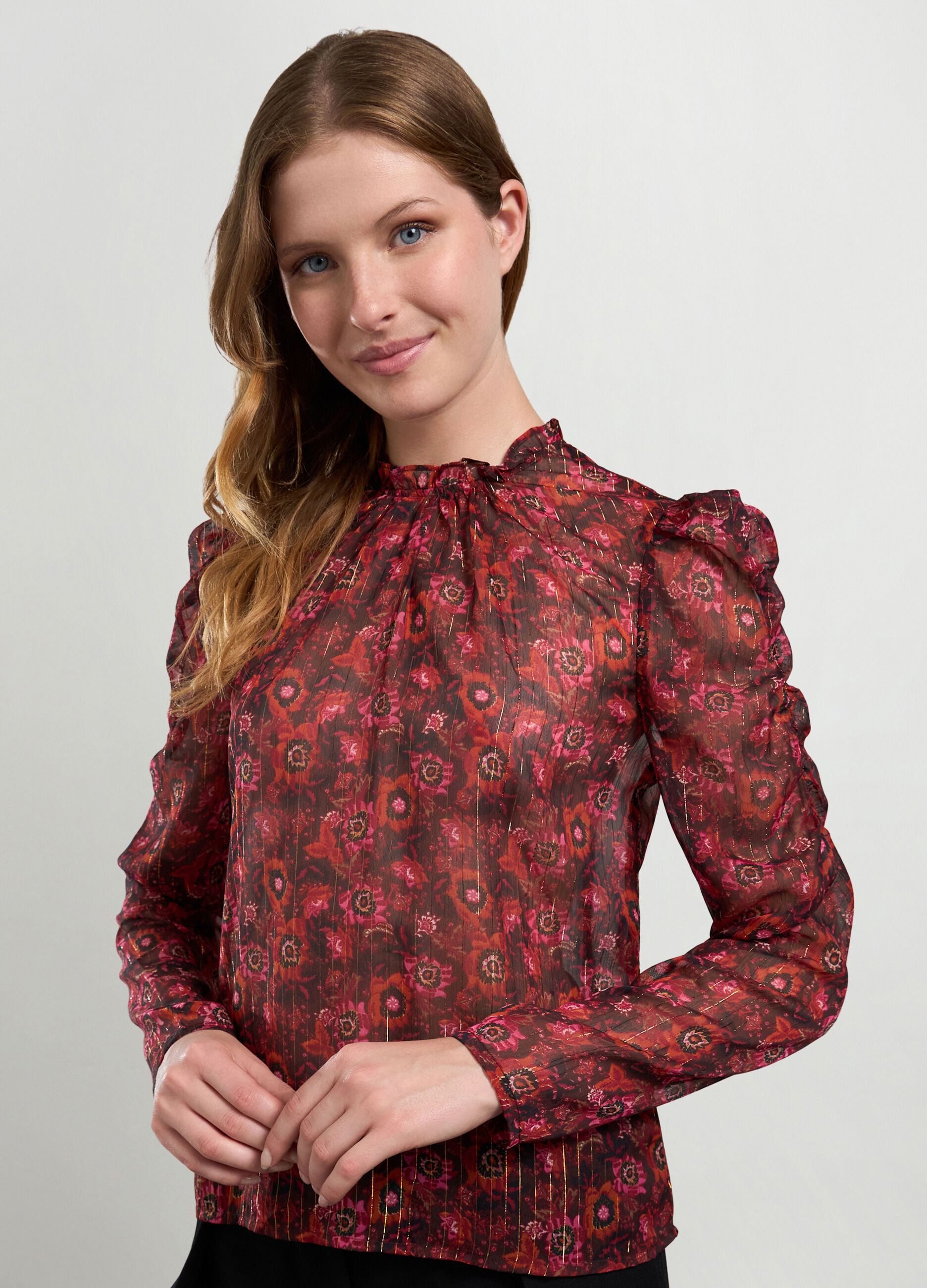 Blusa in chiffon con stampa donna_2