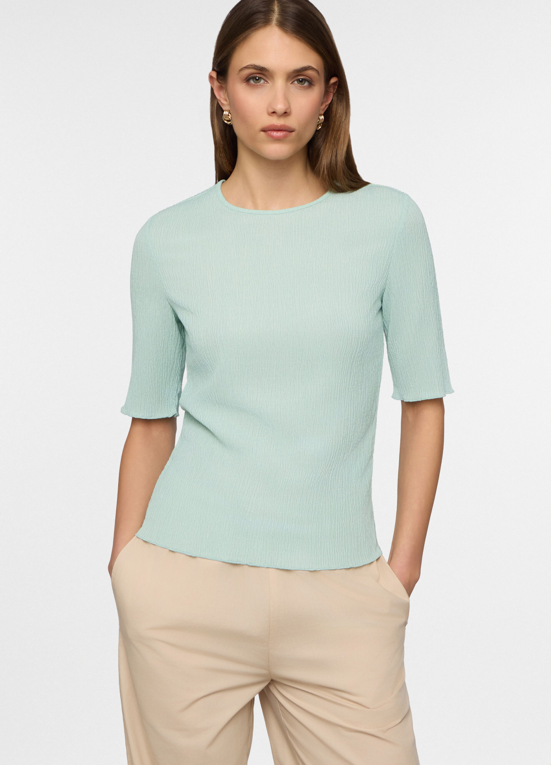 T-shirt girocollo stretch donna_0