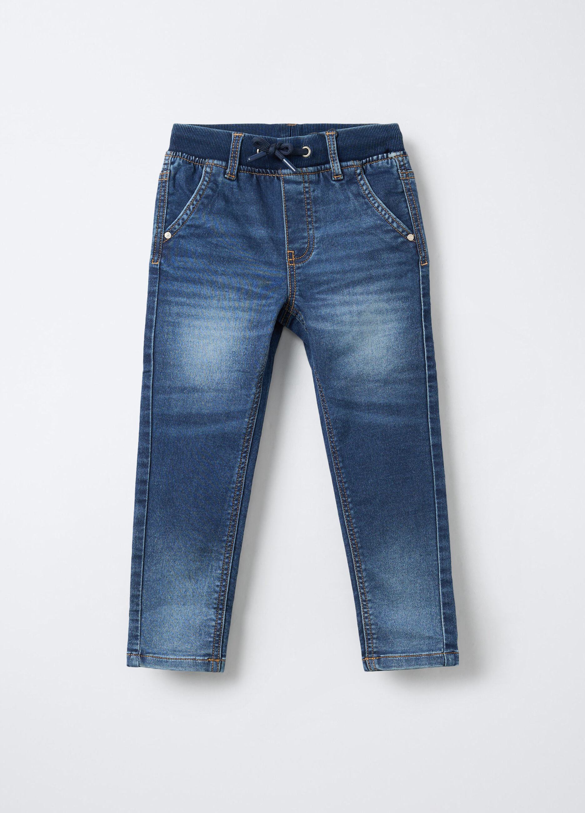 Jogger in denim misto cotone Straight Fit bambino_0