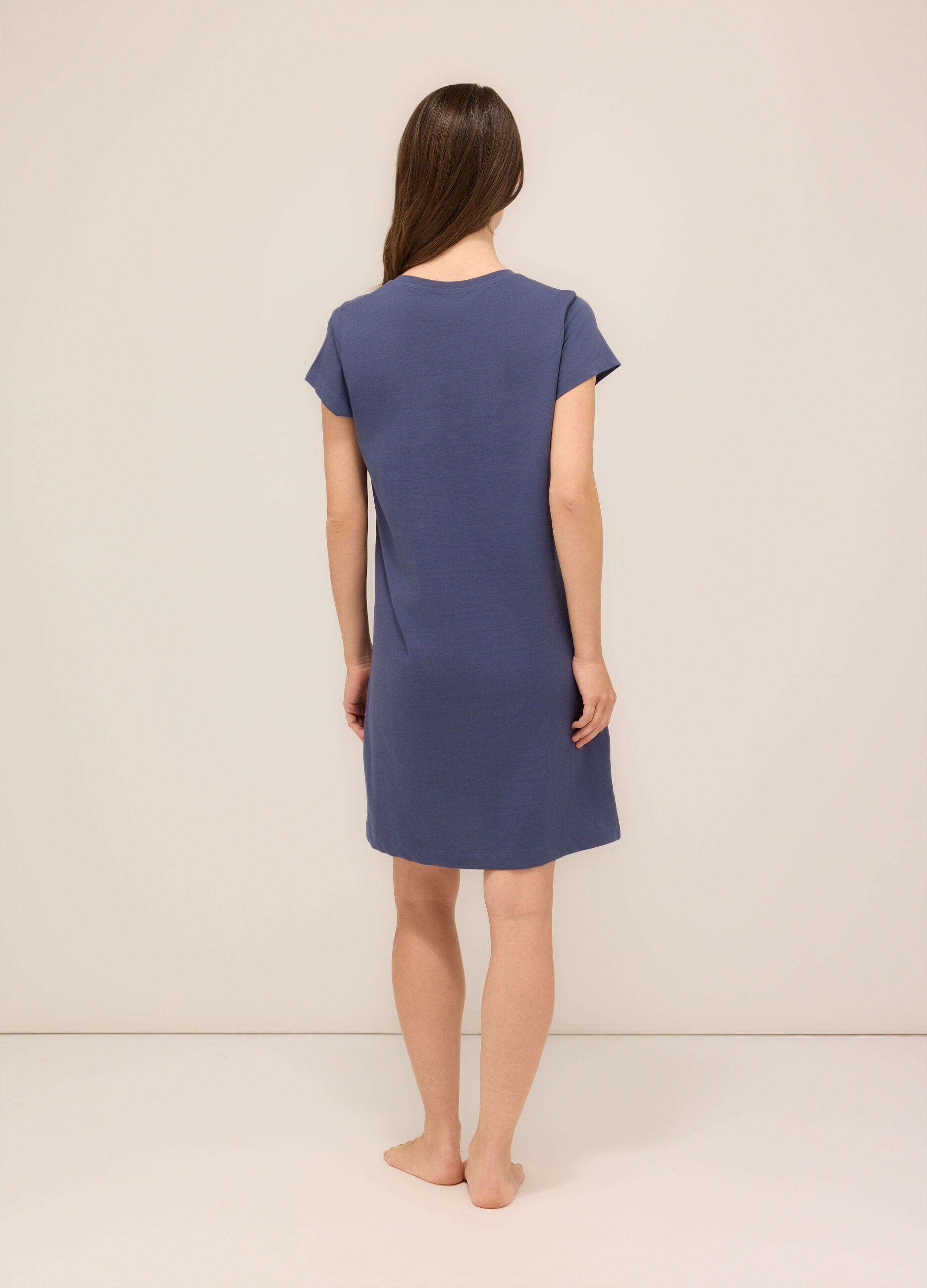 Camicia da notte girocollo in puro cotone donna_1