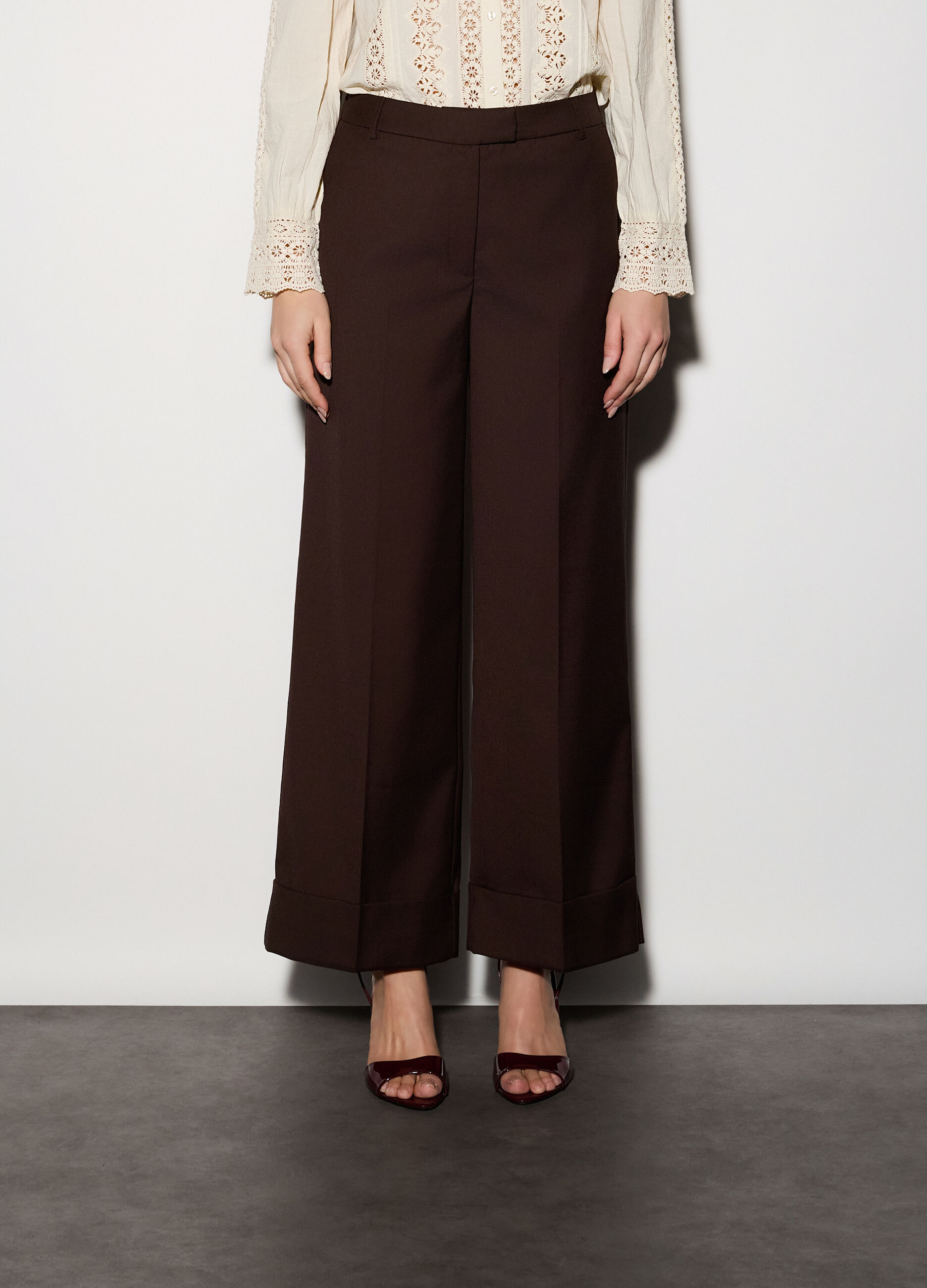 Pantaloni straight fit misto viscosa donna_1