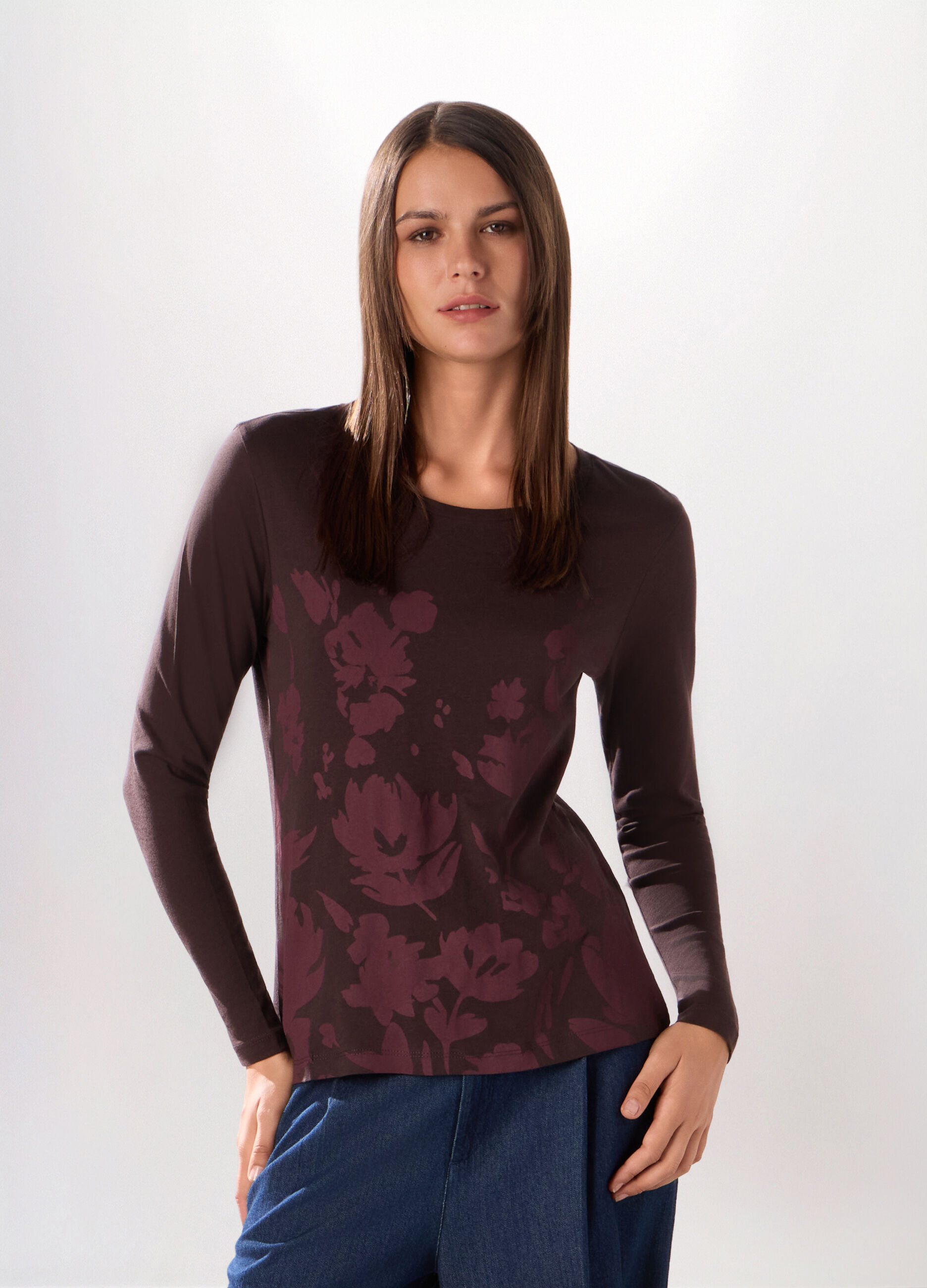 T-shirt in jersey di puro cotone donna_0