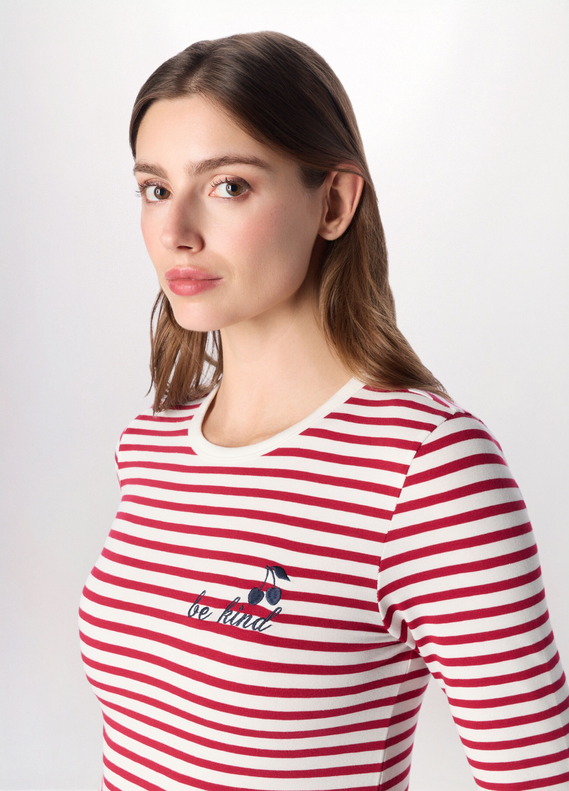 T-shirt in jersey di cotone stretch donna_2