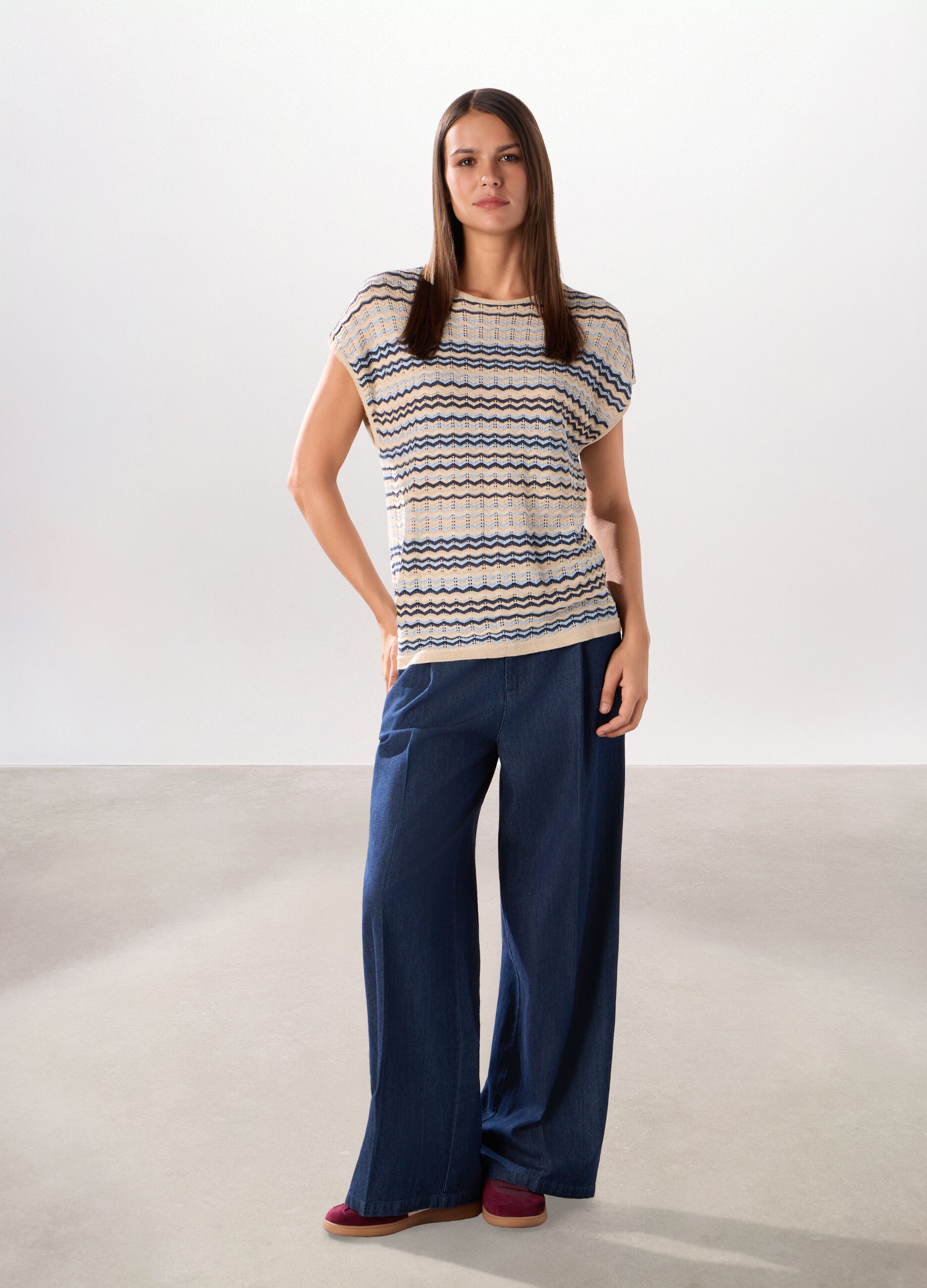 Pantaloni in denim di puro cotone donna_0