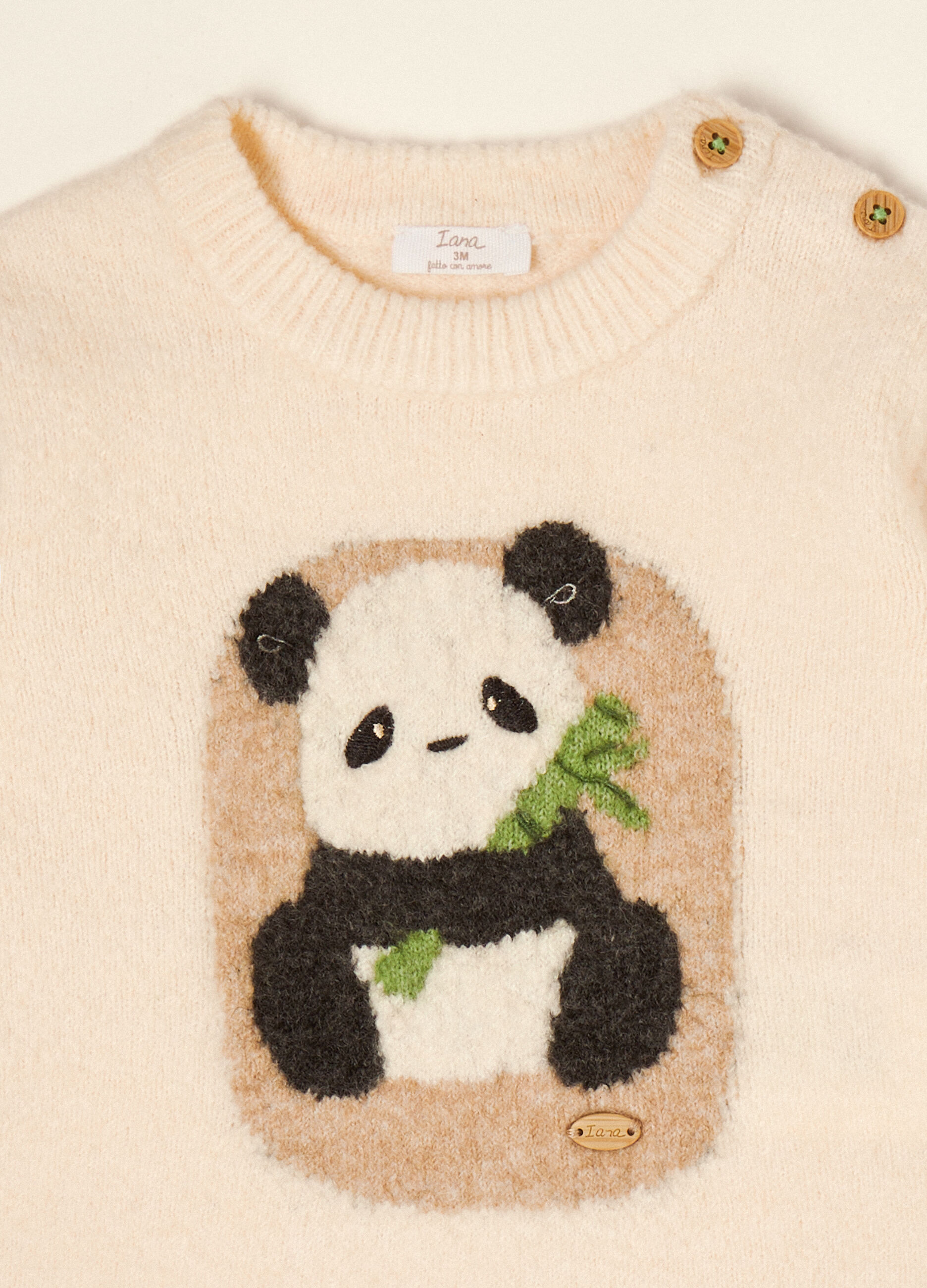 Maglia beige in lana elasticizzato con girocollo_2