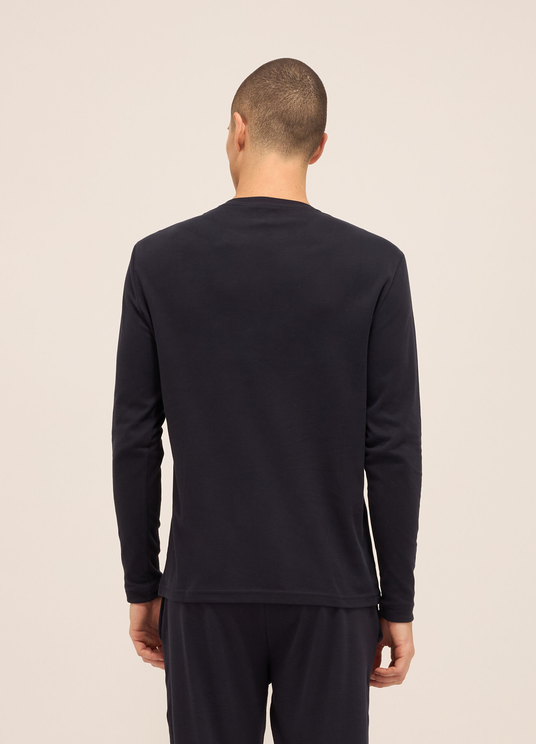 Maglia del pigiama a serafino in puro cotone uomo_1