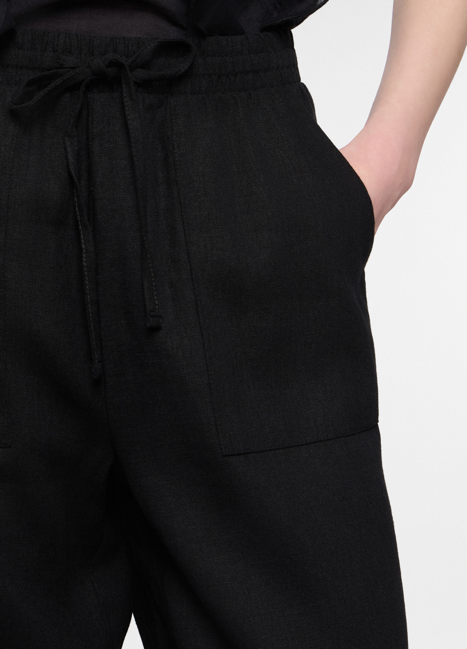 Pantaloni parachute misto lino donna_2