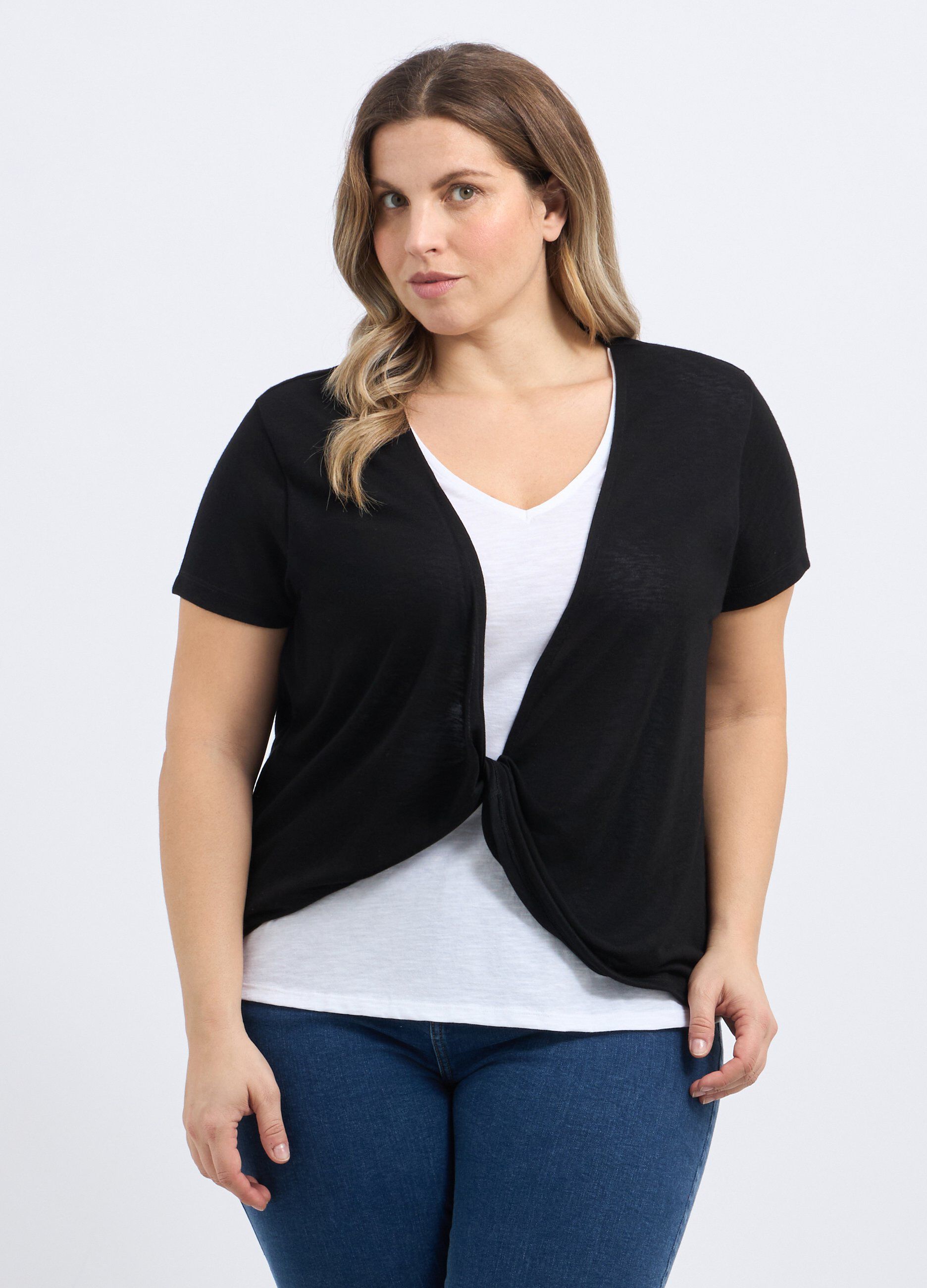 T-shirt con cardigan donna curvy_0