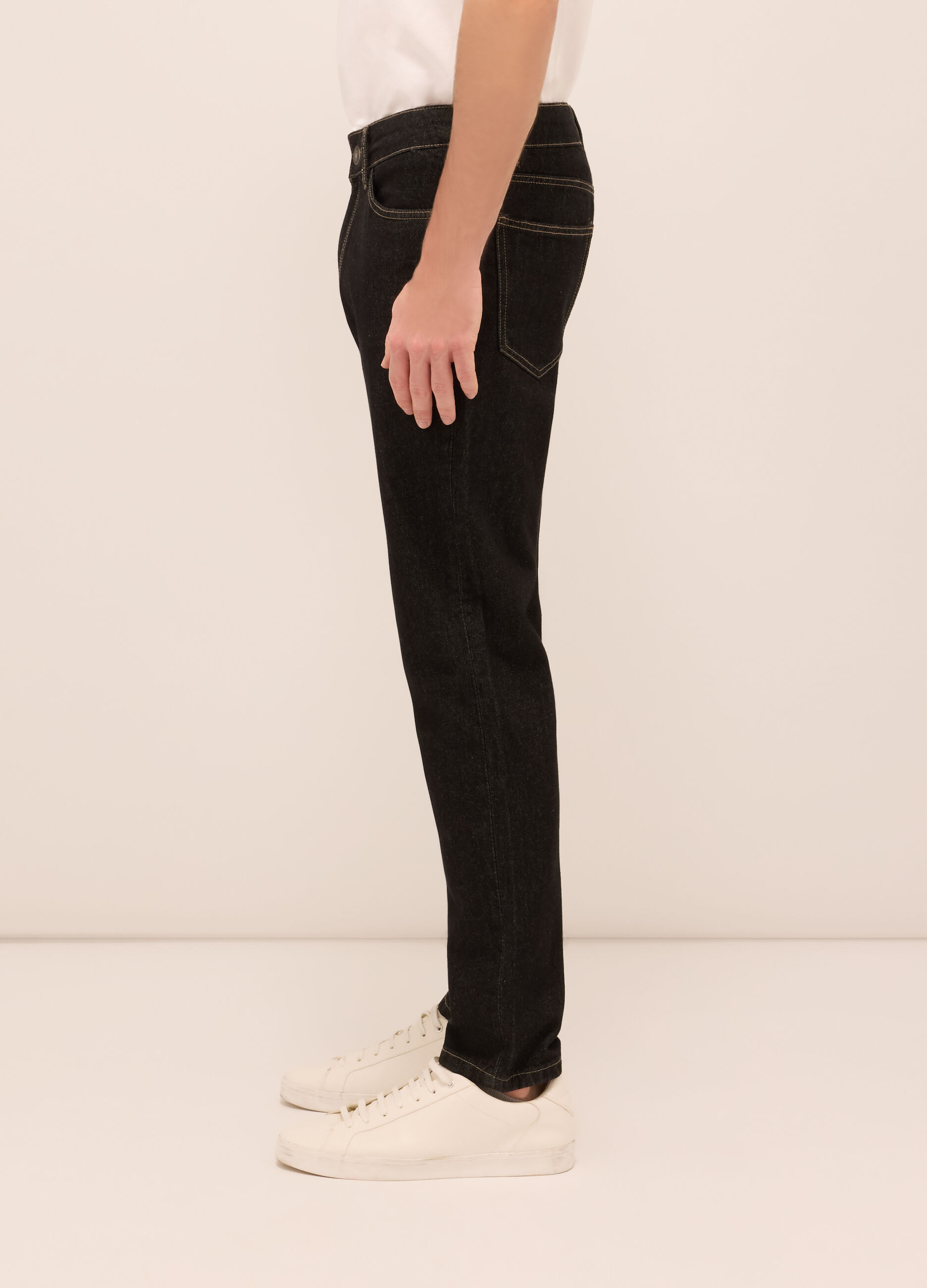 Jeans 5 tasche slim fit in denim di cotone uomo