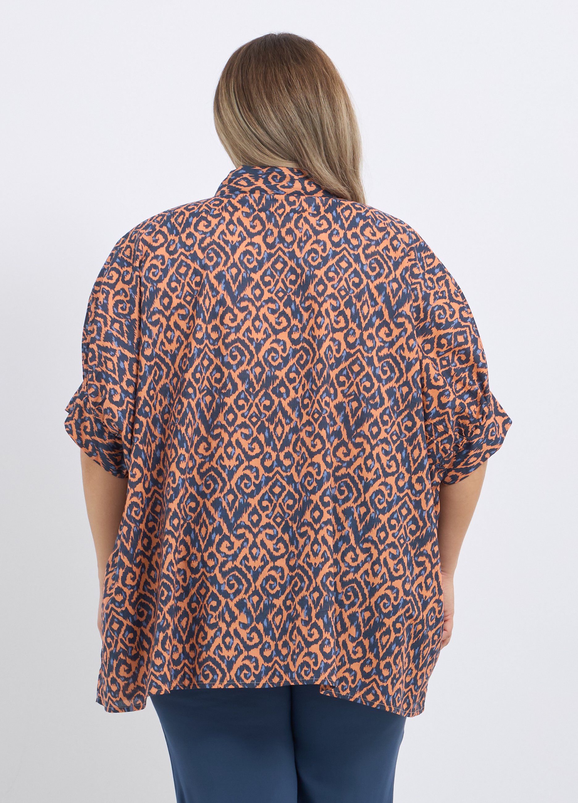 Camicia in puro cotone con stampa multicolor donna curvy_1