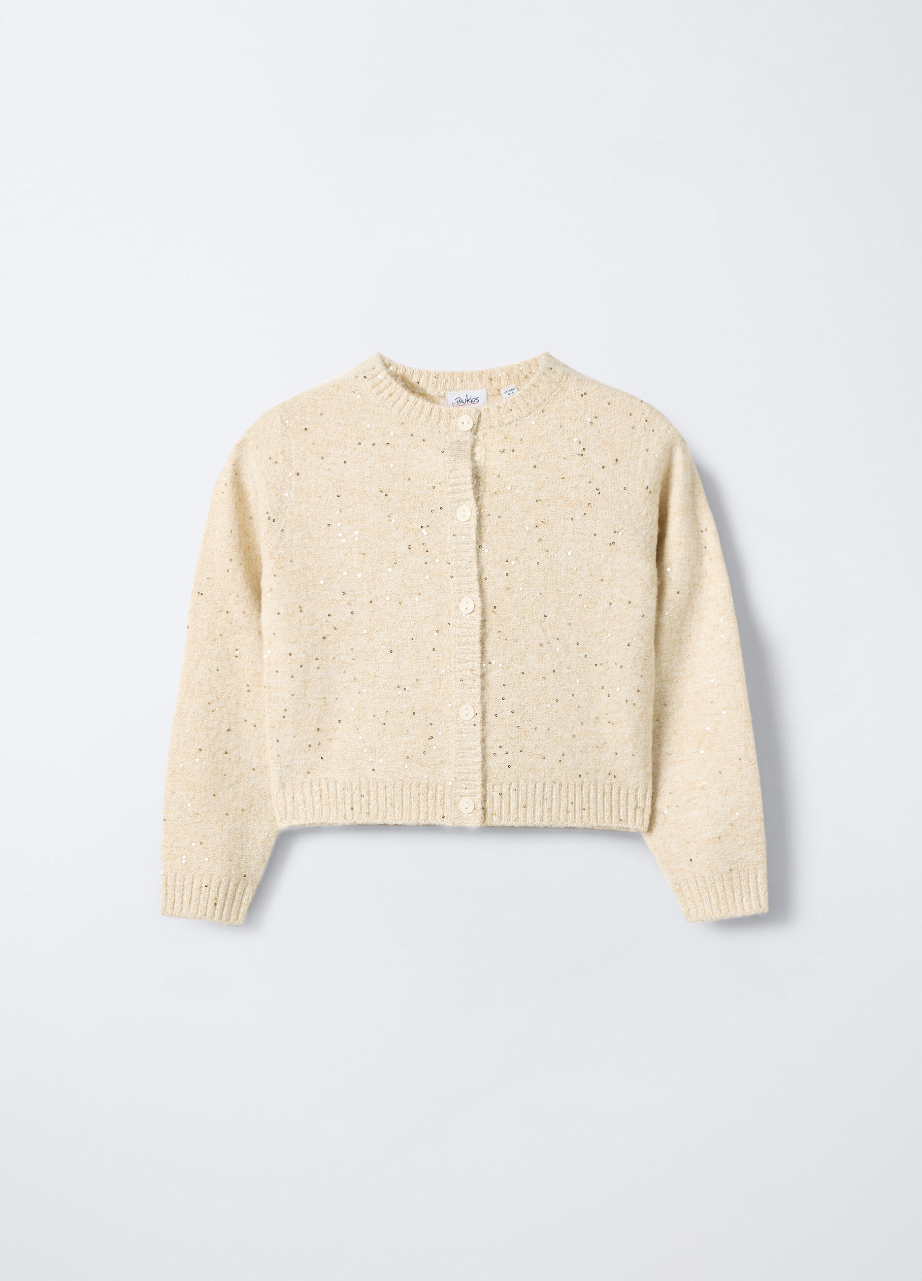 Cardigan girocollo con paillettes bambina_0