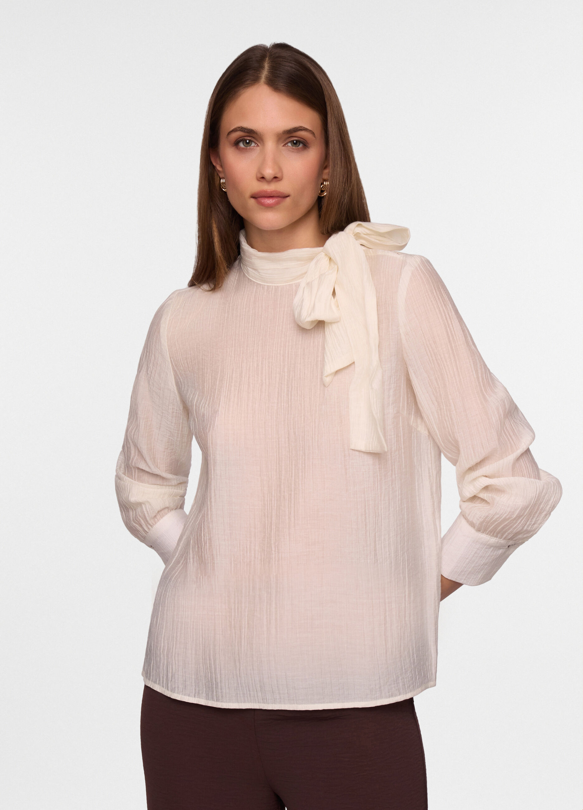 Blusa crepe mista lyocell donna_0